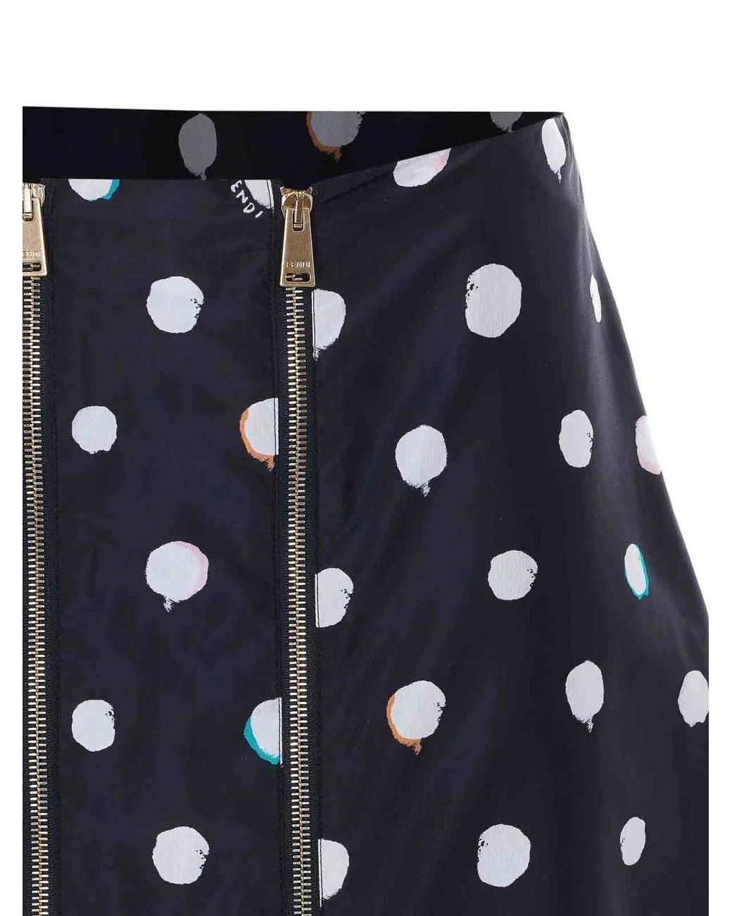 Fendi Blue Print Dots Zipped Skirt