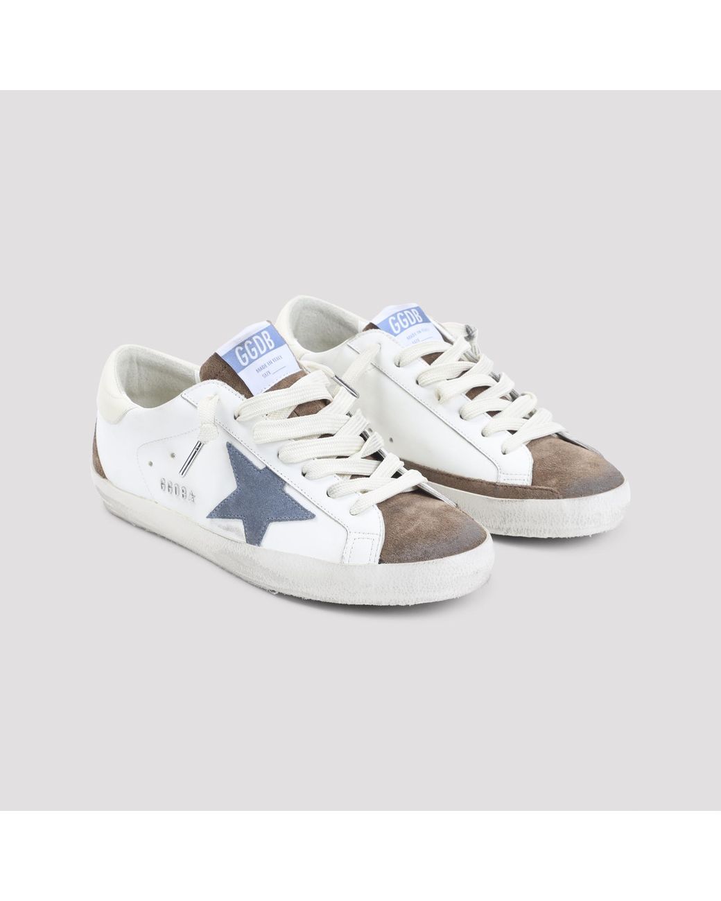 Golden Goose Deluxe Brand White "Super Star" Leather Upper And Heel Suede Toe Star And Spur With Metal Lettering Sneakers for men