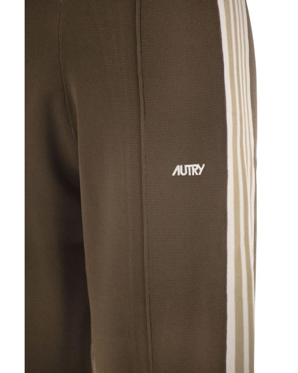 Autry Brown Wide-Leg Track Trousers With Contrast Side Stripes