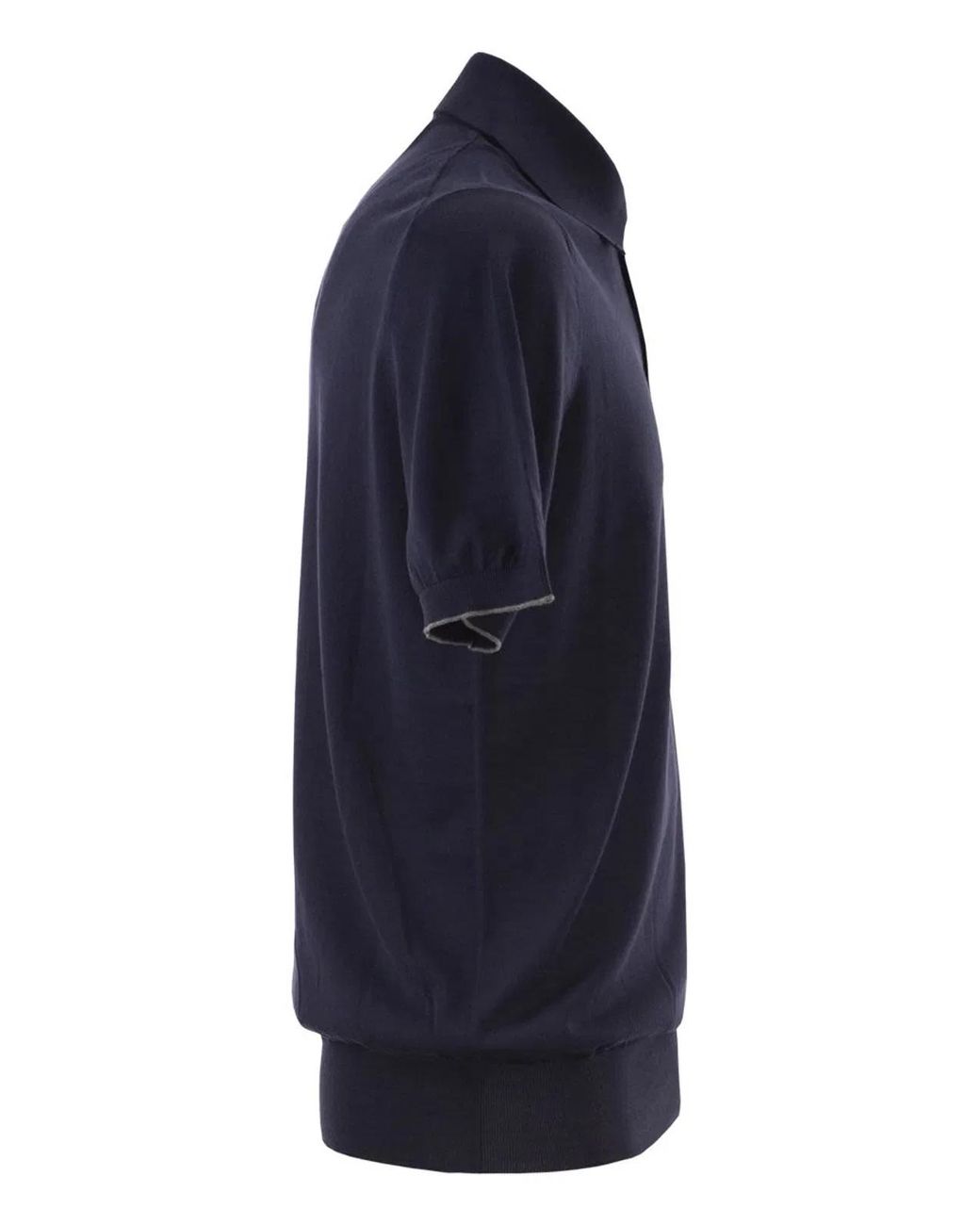 Brunello Cucinelli Blue Lightweight Cotton Knit Polo Shirt for men