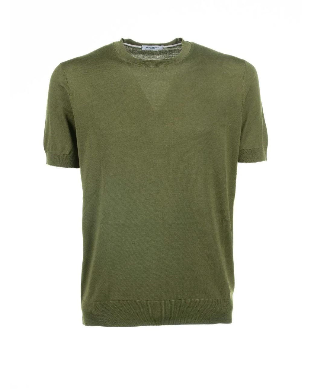 Paolo Pecora Green Cotton And Silk T-Shirt for men