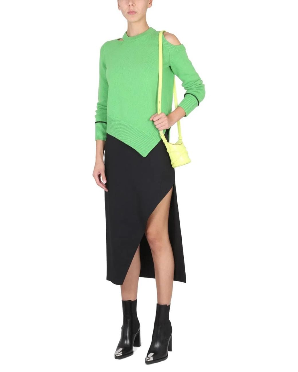 McQueen Green Sweater With Bare Shoulders
