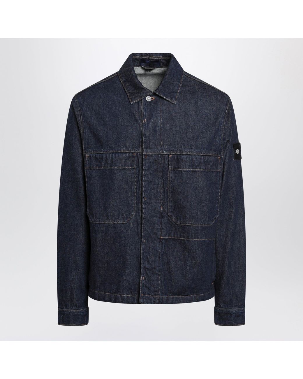 Stone Island Blue Dark Denim Shirt Jacket for men