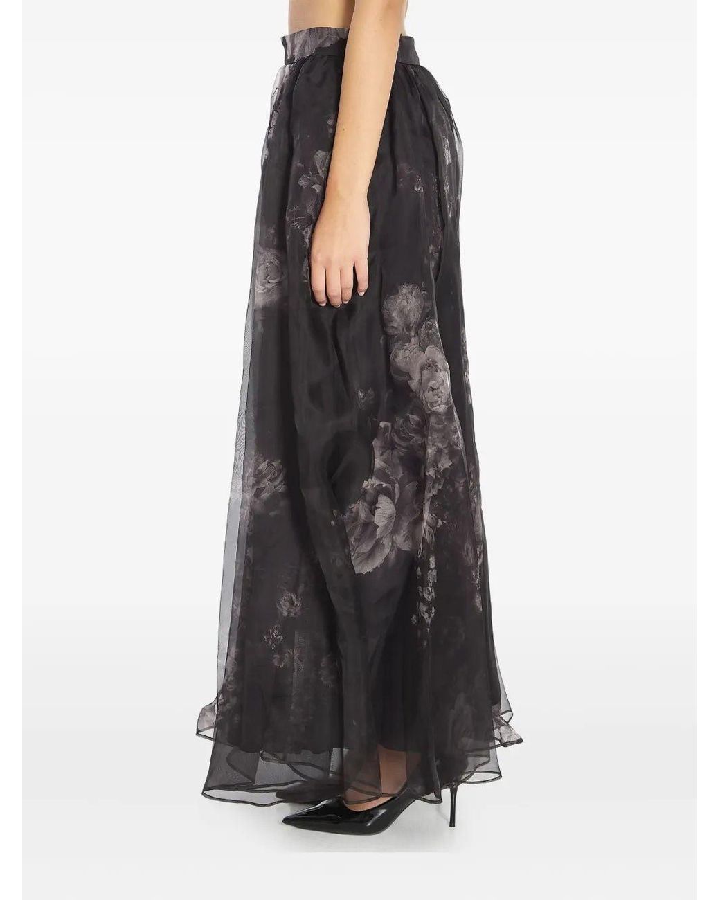 Zimmermann Black Floral Hypnotic Maxi Skirt
