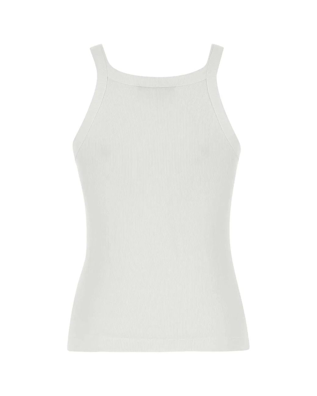 Fendi White Cotton Rib Sleeveless Top