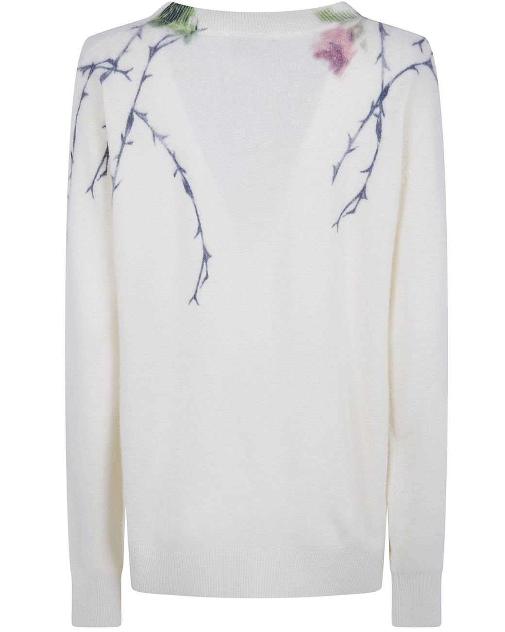 Blumarine White Rose Print Sweater