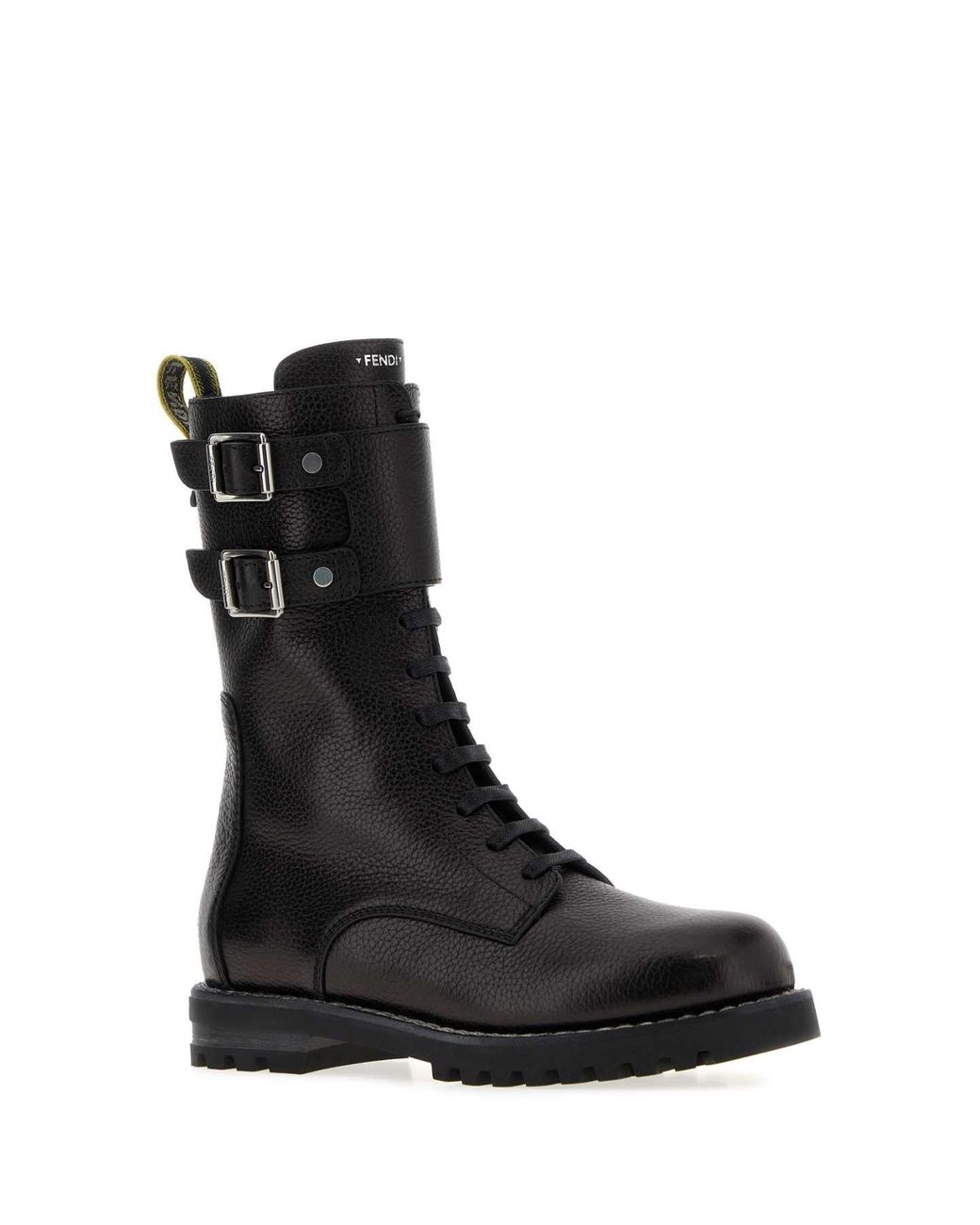Fendi Black Polished Calfskin Biker Boots