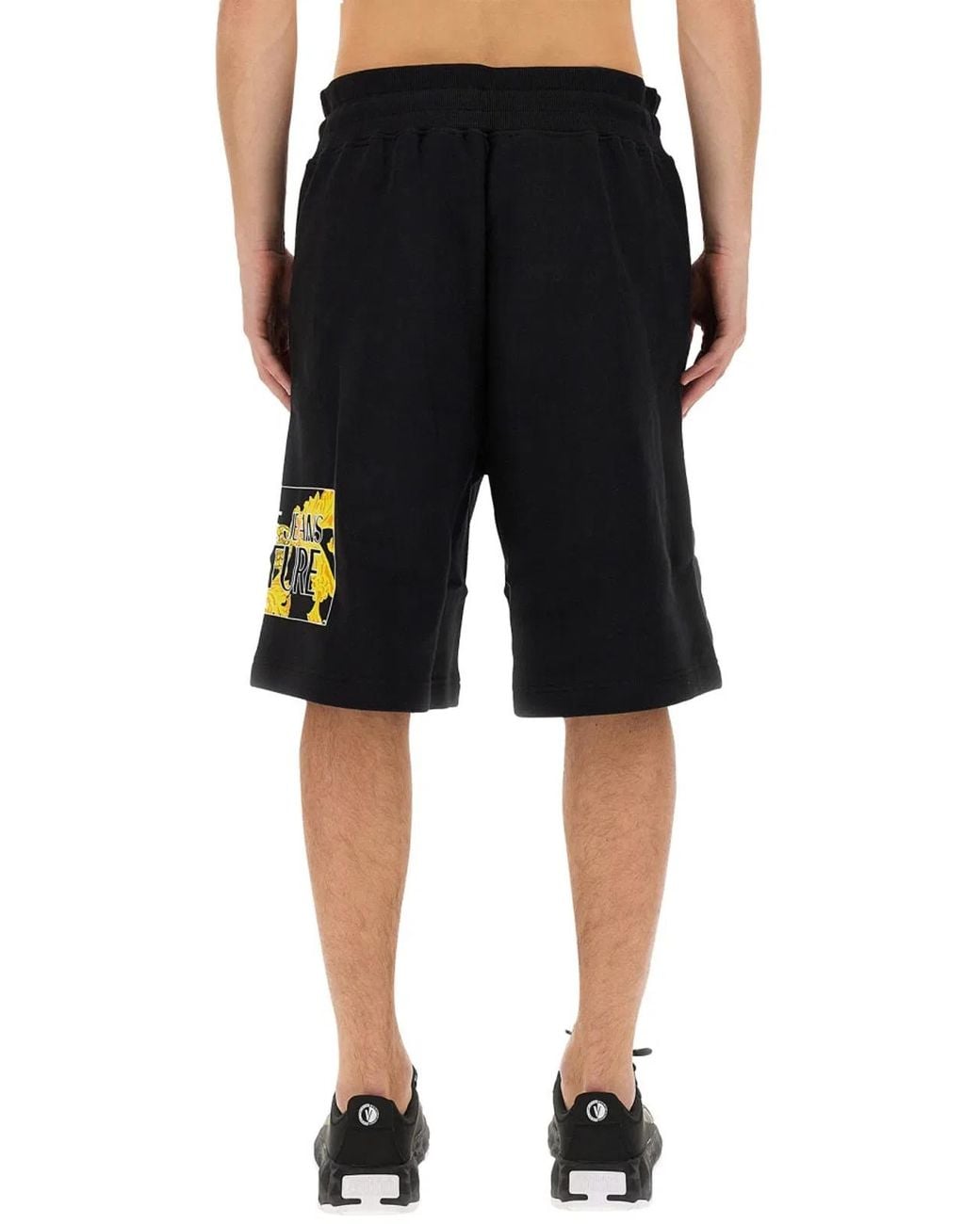 Versace Jeans Couture Black Bermuda With Logo for men