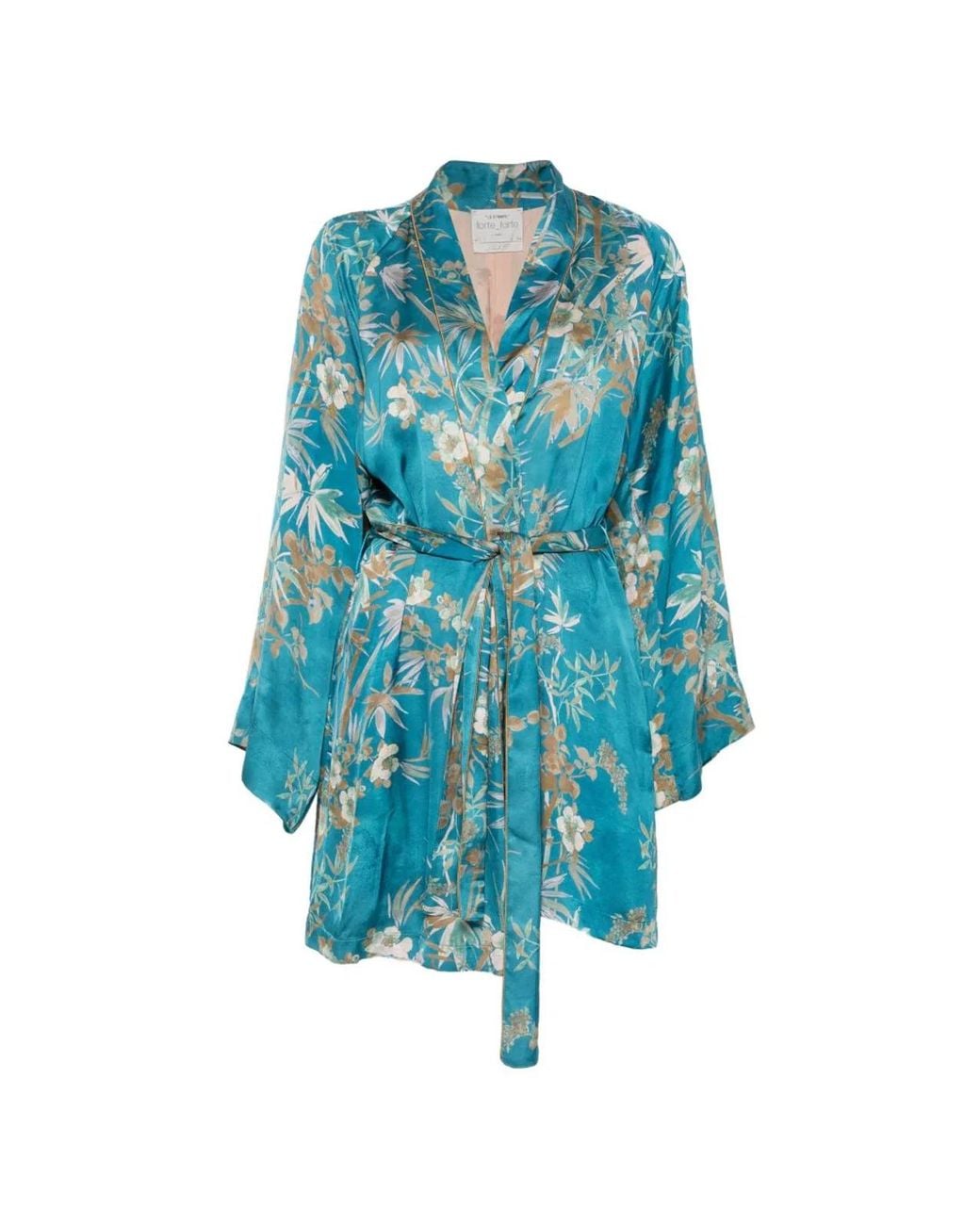 Forte_forte Blue Printed Satin Kimono
