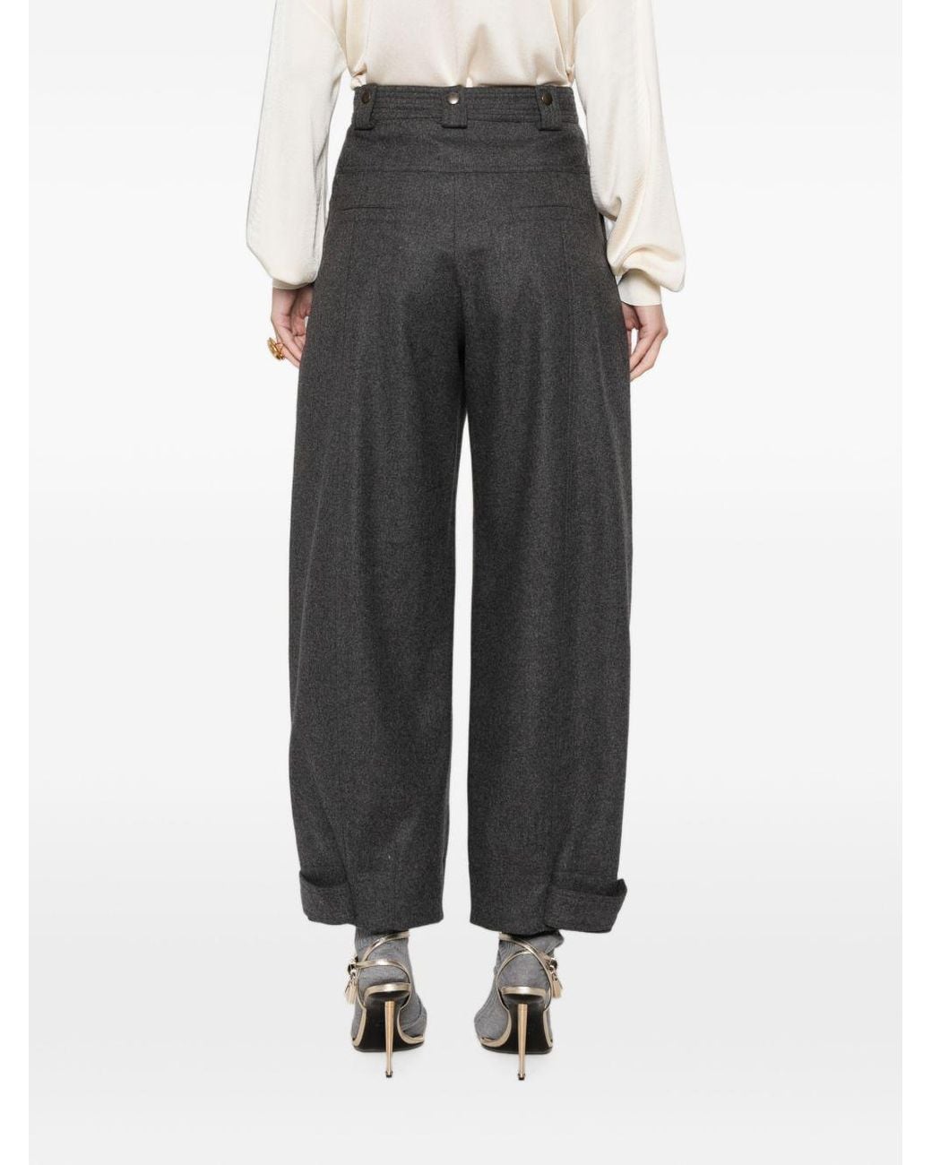 Chloé Gray Barrel Wide Leg Trousers