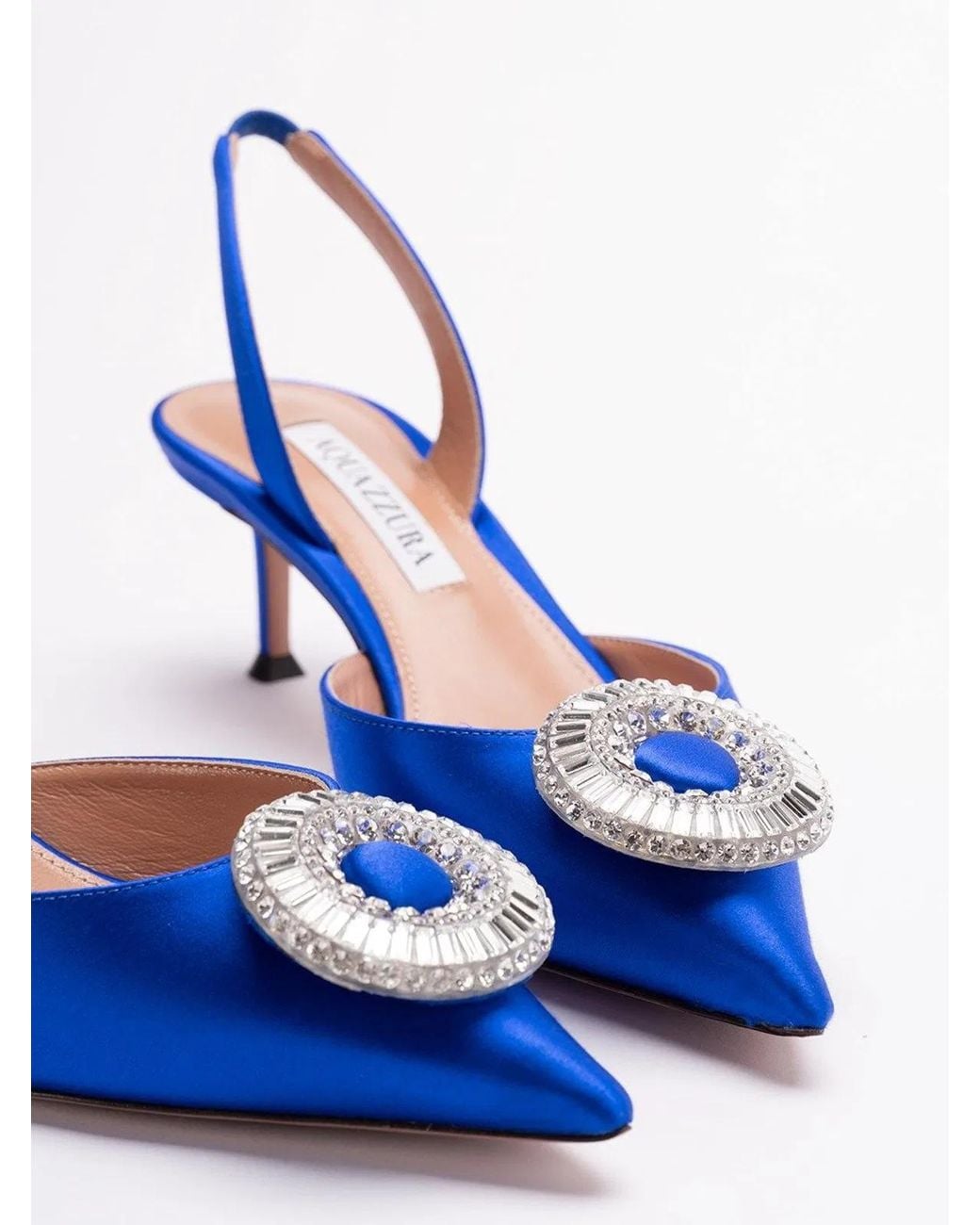 Aquazzura Blue Crystal Hoop Sling 50