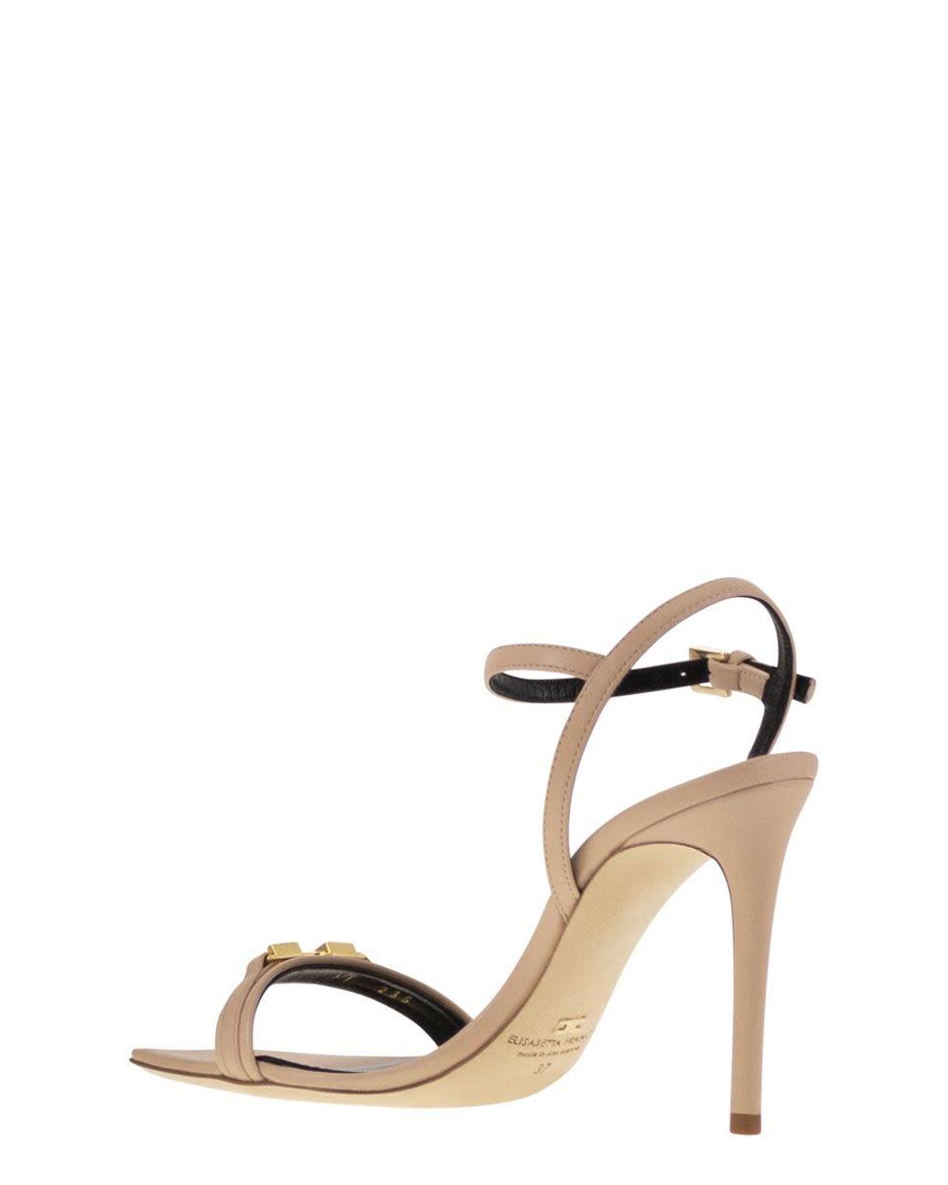 Elisabetta Franchi White Nappa Leather Sandal With Enamelled Horsebit