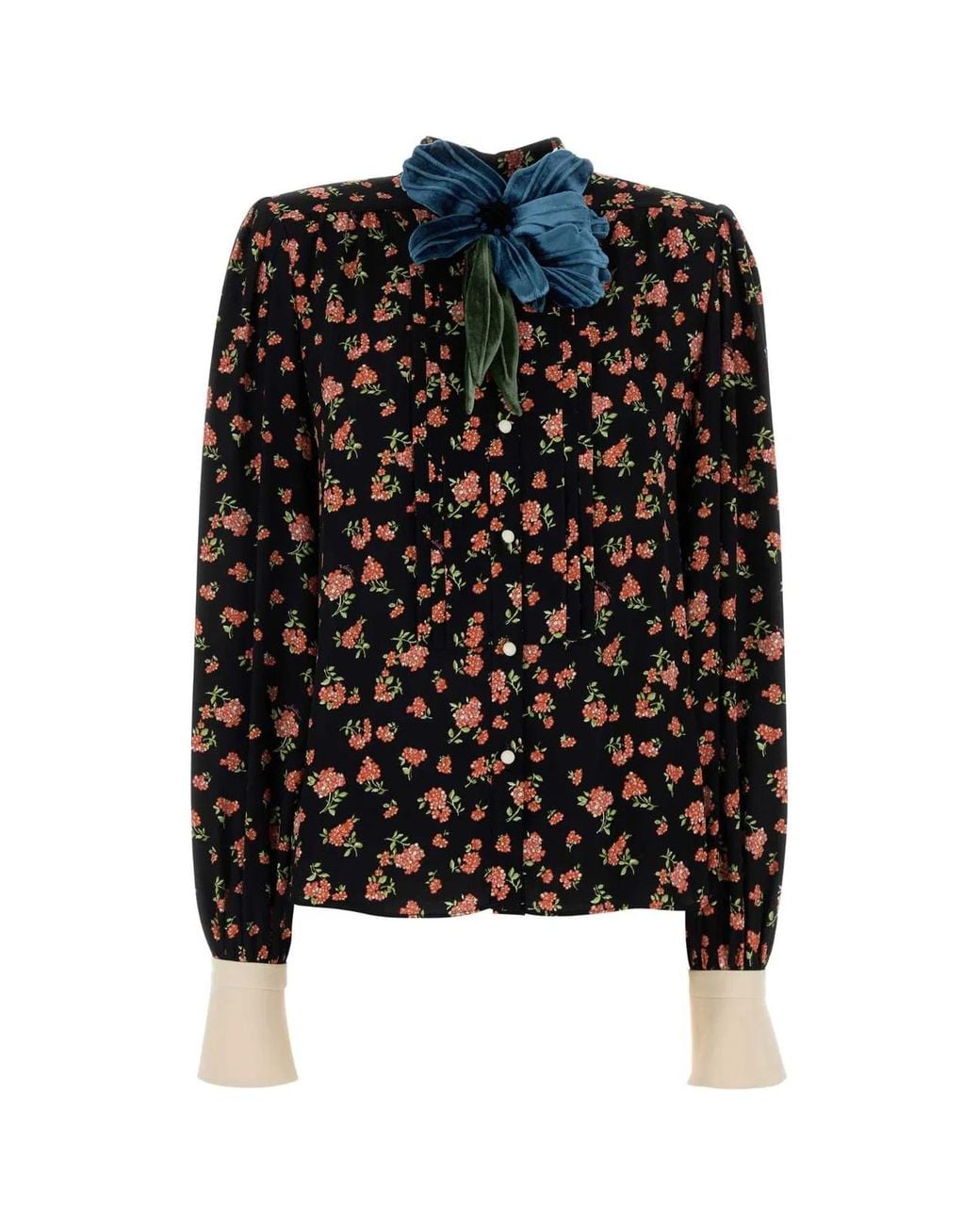 Valentino Garavani Black Printed Crepe Shirt