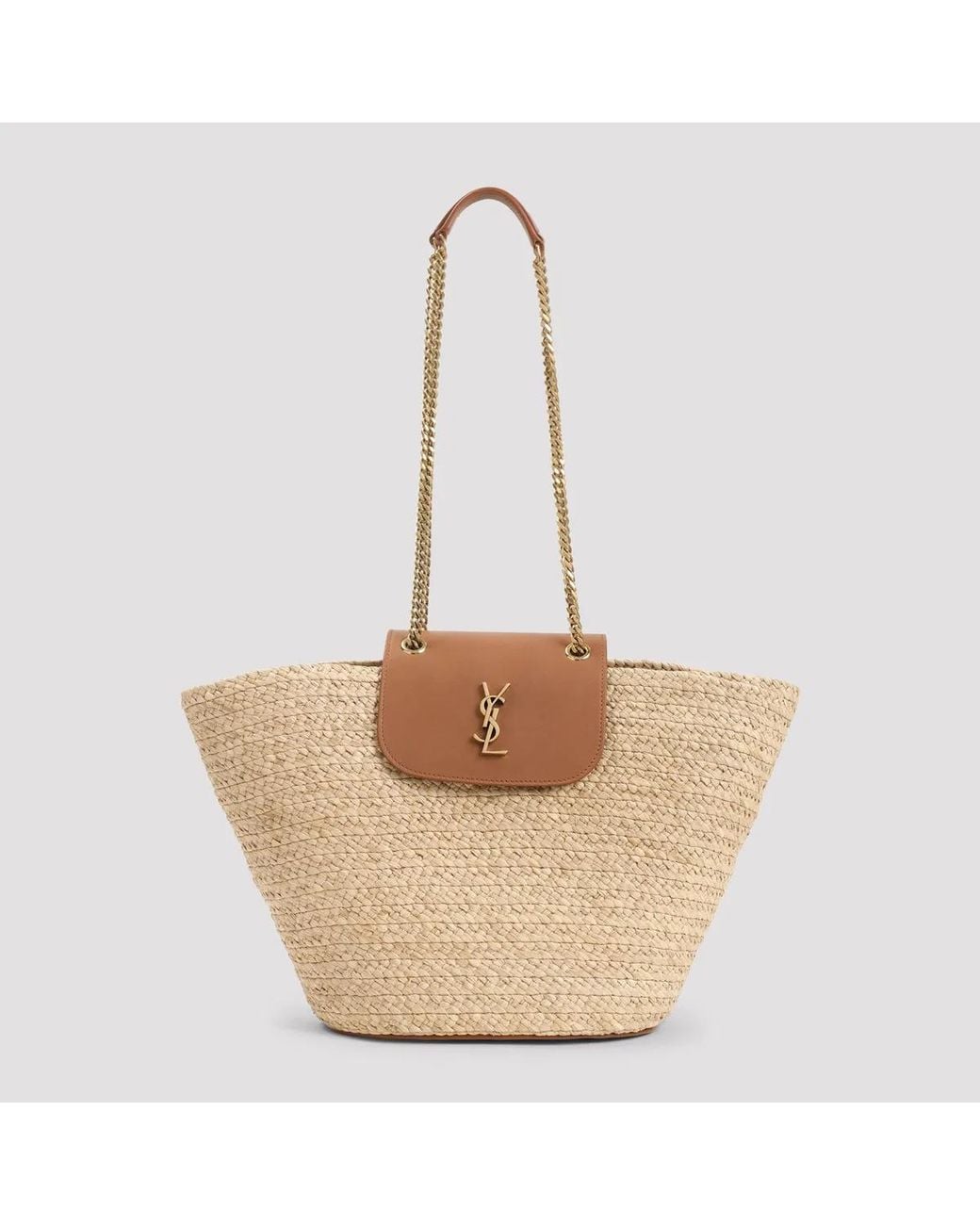 Saint Laurent Natural Manon Raffia Tote Bag
