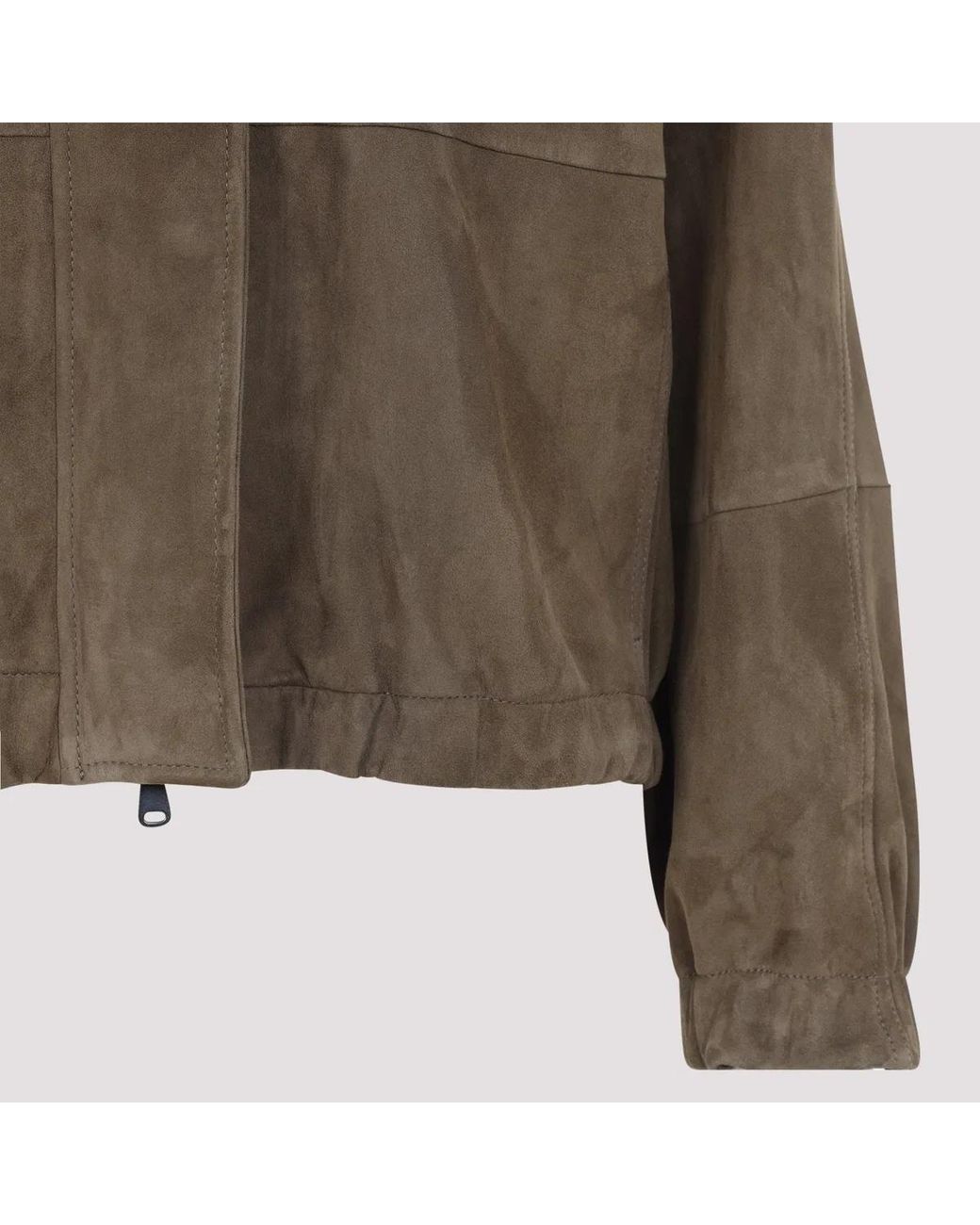 Brunello Cucinelli Brown Oregano Suede Leather Jacket