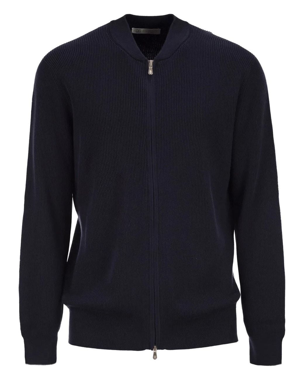 Brunello Cucinelli Blue Cotton Cardigan With Zip for men