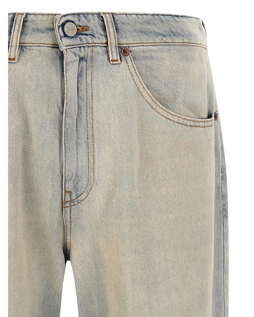 MM6 by Maison Margiela Gray Cotton Relaxed Fit Jeans for men