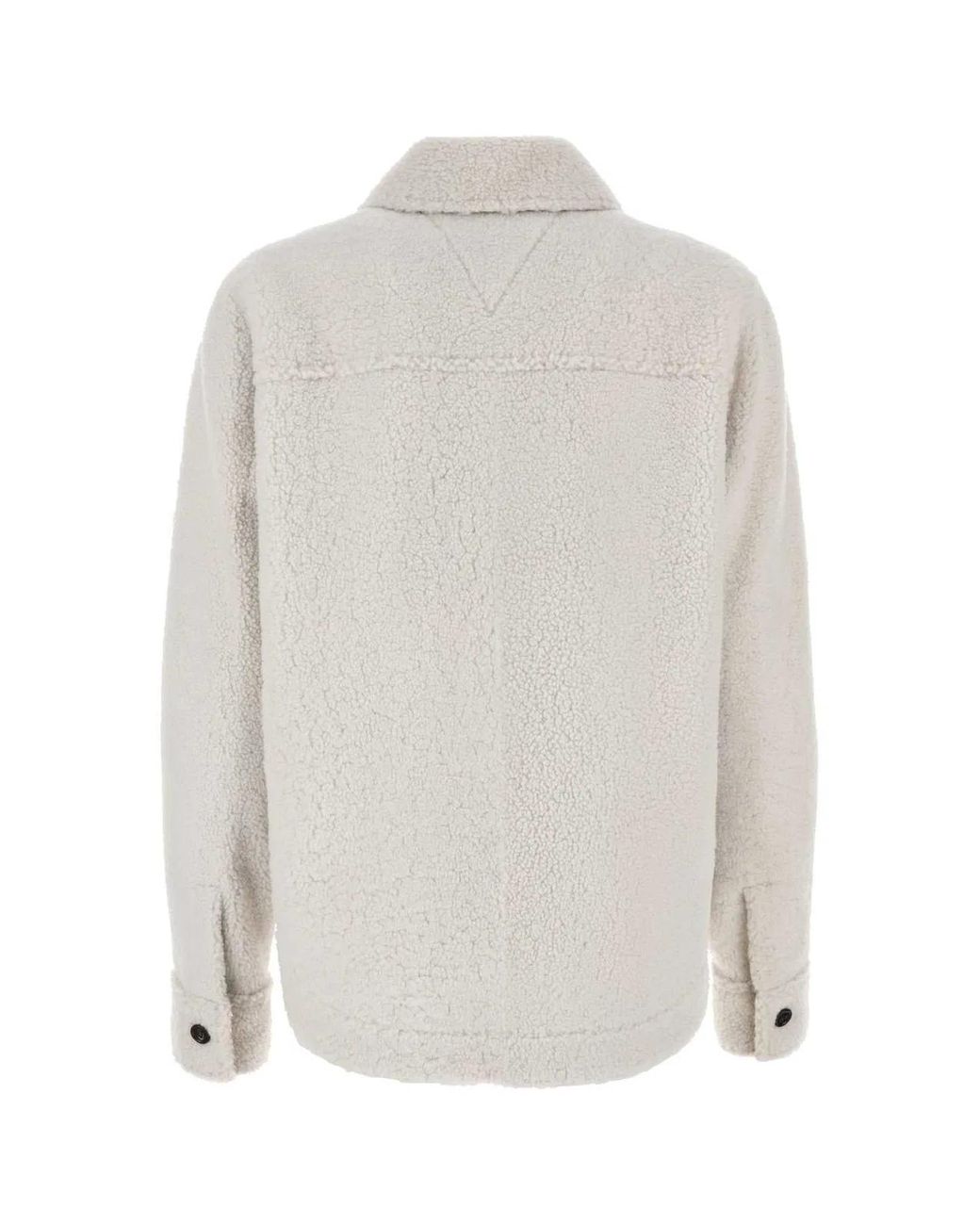 Bottega Veneta White Chalk Shearling Oversize Shirt