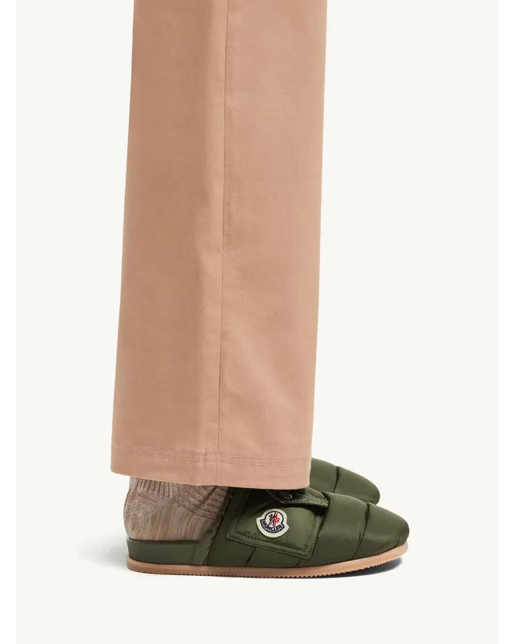 Moncler Green Mon Pocket Logo Patch Padded Down Mules