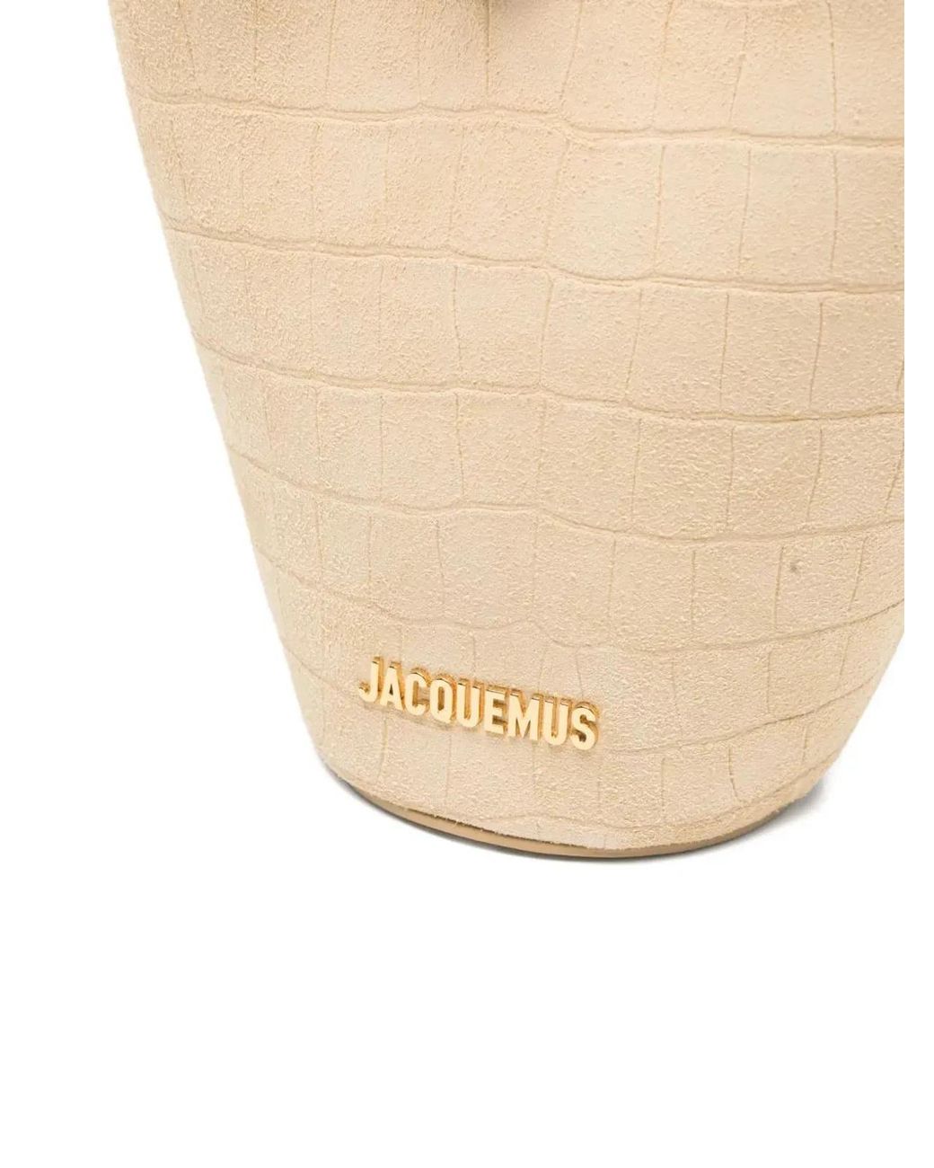 Jacquemus White Crocodile-Effect Suede Tote Bag Le Petit Bambola