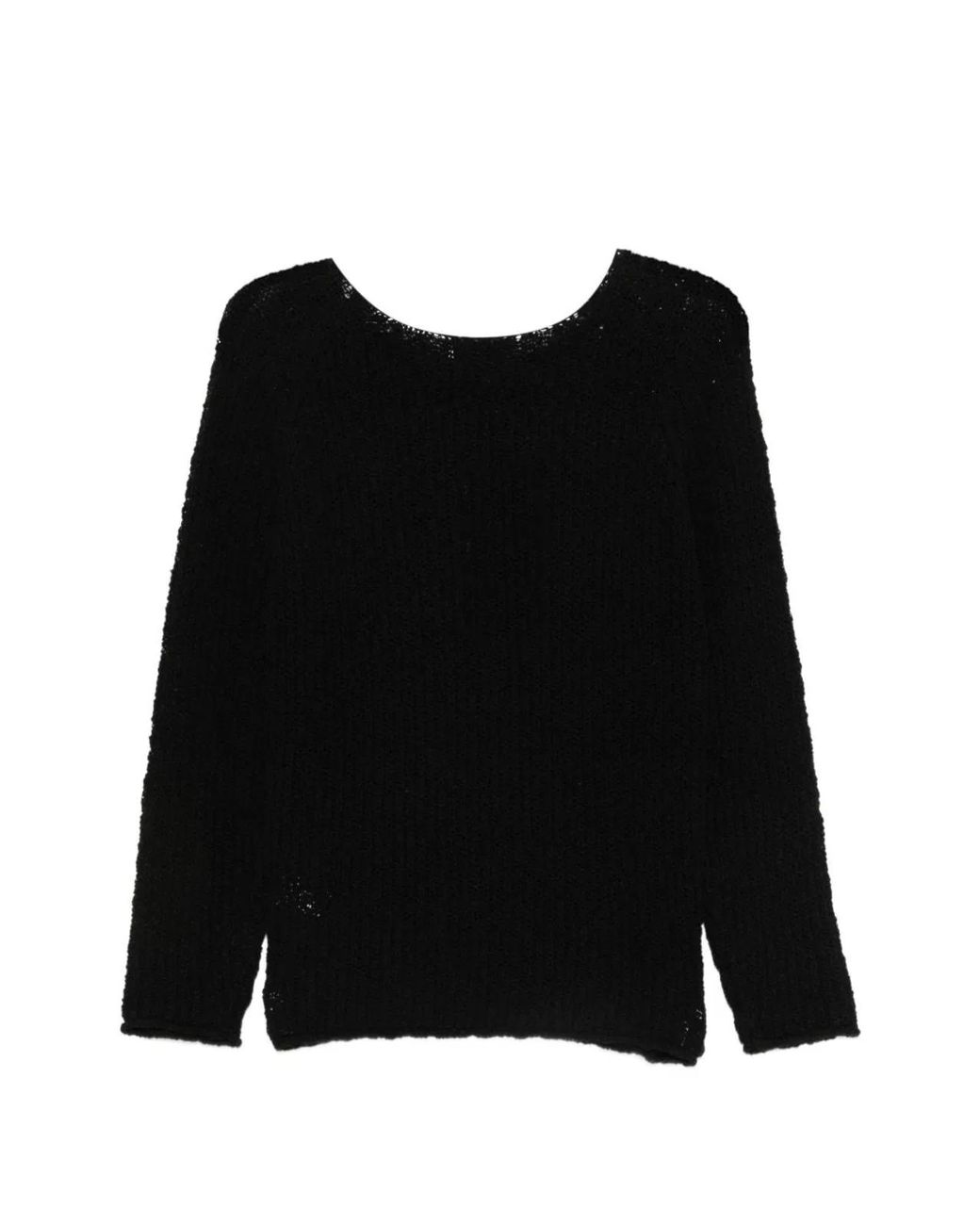 DUNST Black Crochet Crewneck Jumper
