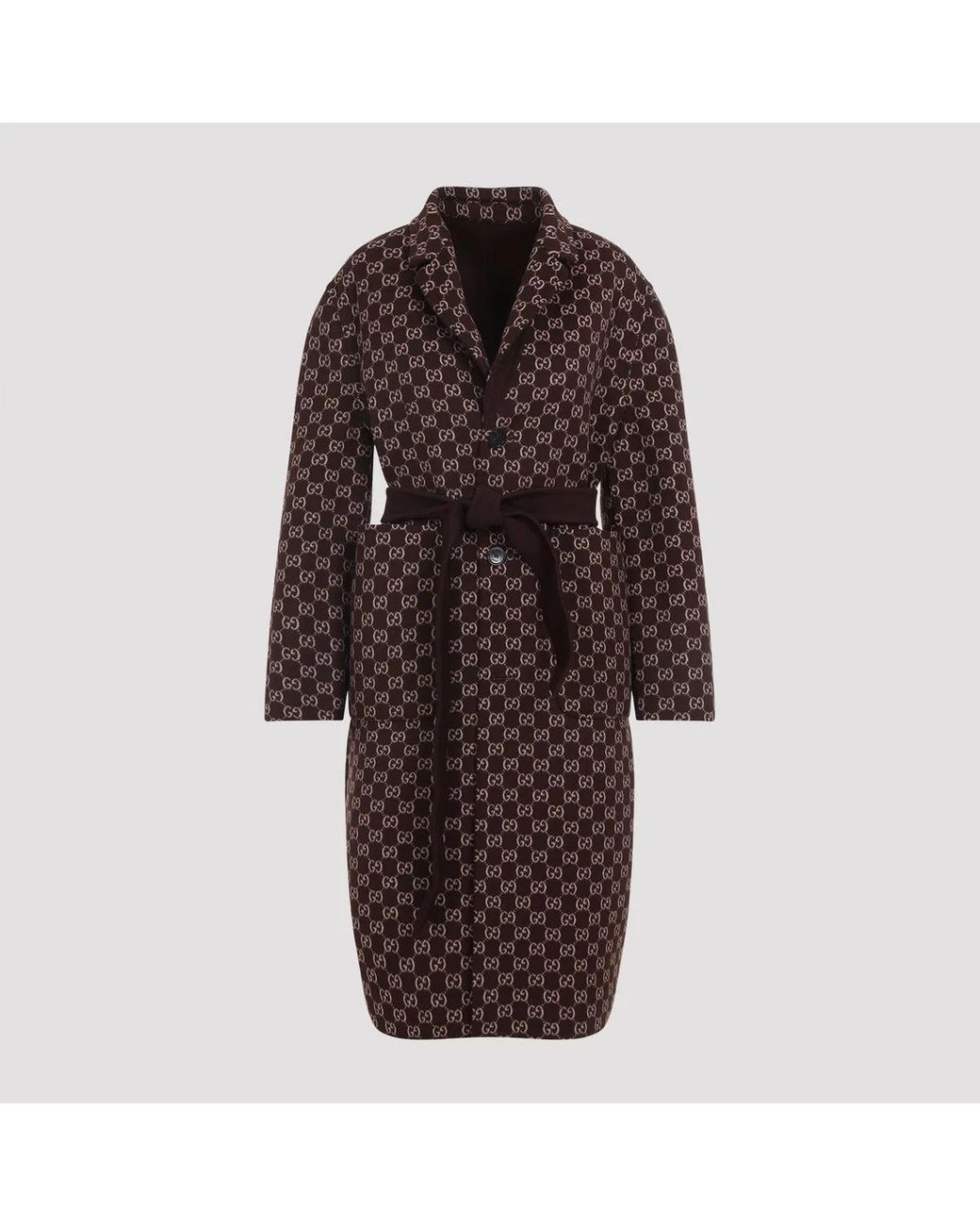 Gucci Brown Reversible Wool And Silk Coat