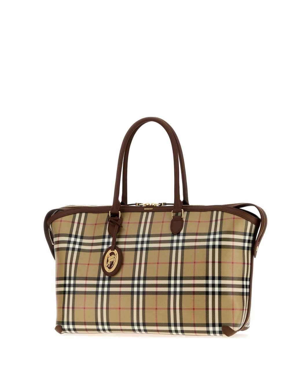Burberry Metallic Printed Canvas Medium Shopping Bag