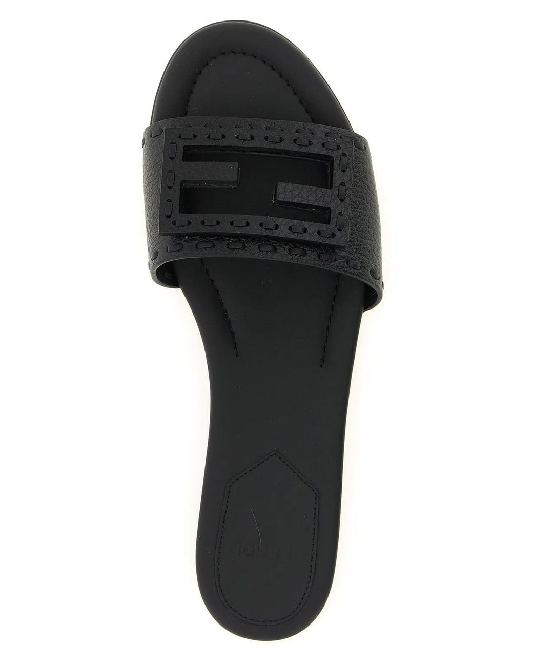 Fendi Black 'Baguette' Slides