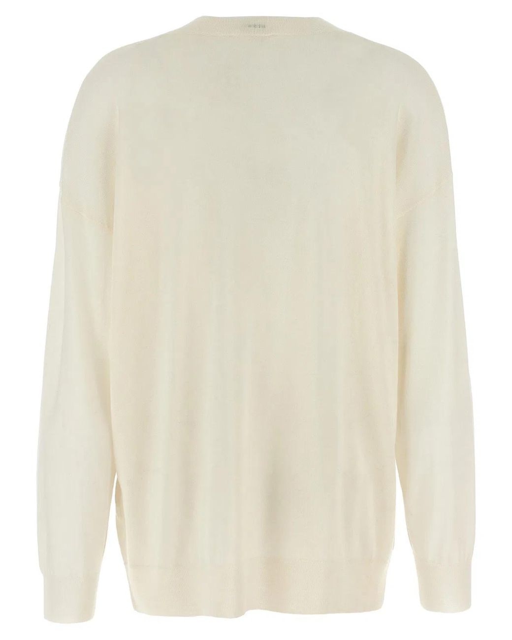P.A.R.O.S.H. White Lightweight Wool Blend Crew-Neck Sweater