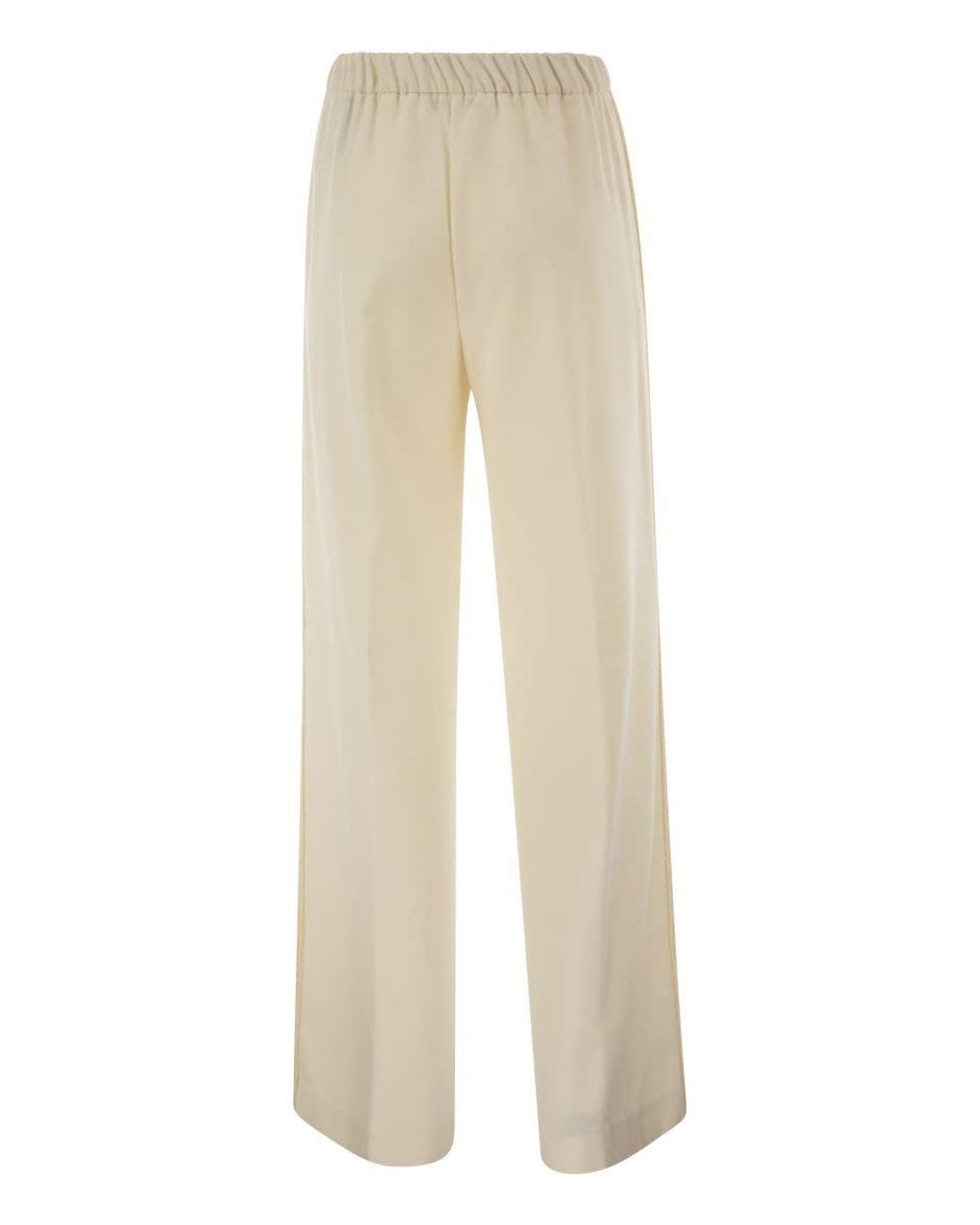 Herno Natural Wide-Leg Flannel-Effect Trousers With Elasticated Waistband