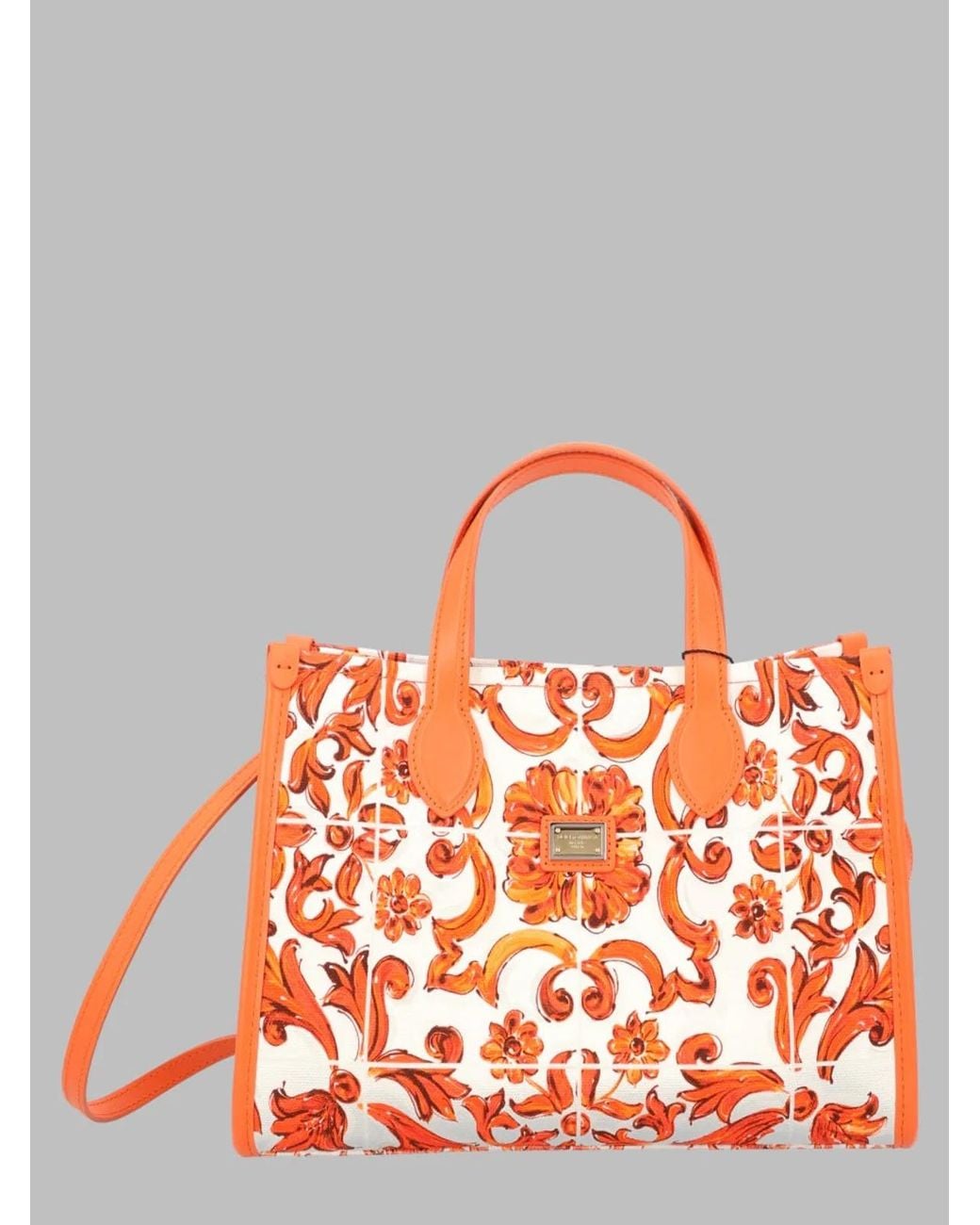 Dolce & Gabbana Orange Dolce & Gabbana Shopping Canvas Stampato