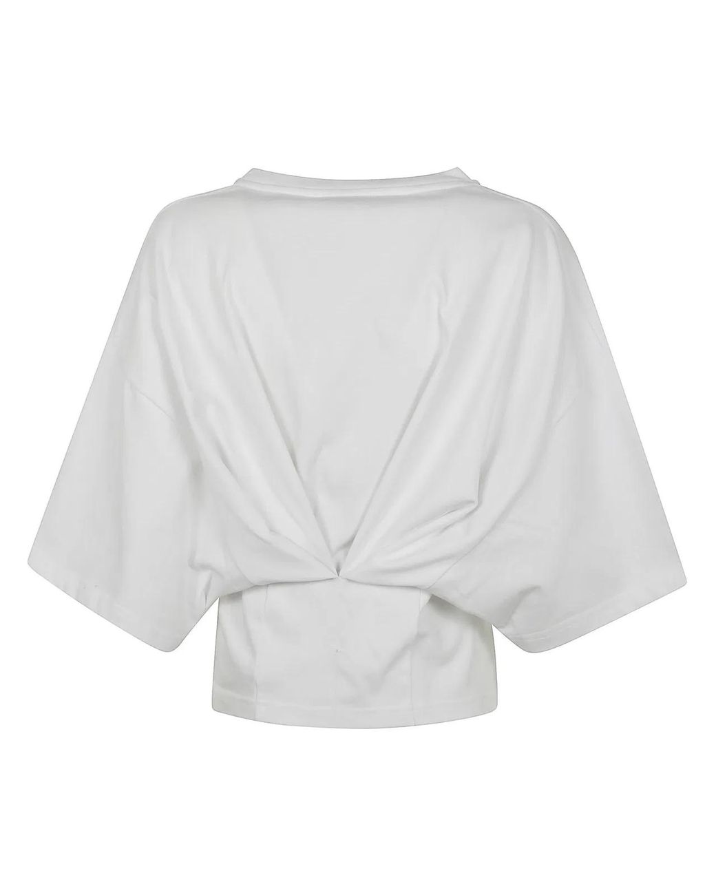 DARKPARK White Doyle Cropped Draped Short Sleeve Tee