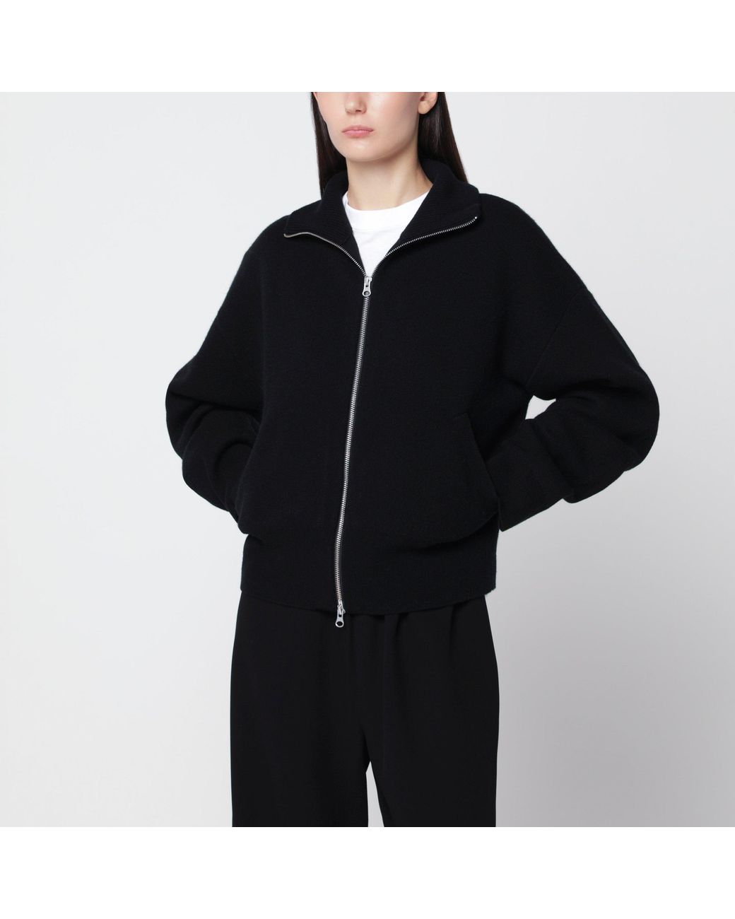 Extreme Cashmere Black Xtra Cute Zip-Up Cardigan