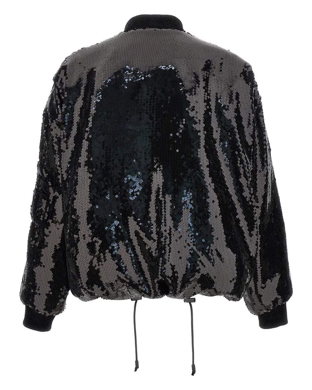 Alexandre Vauthier Black Sequin Bomber Jacket
