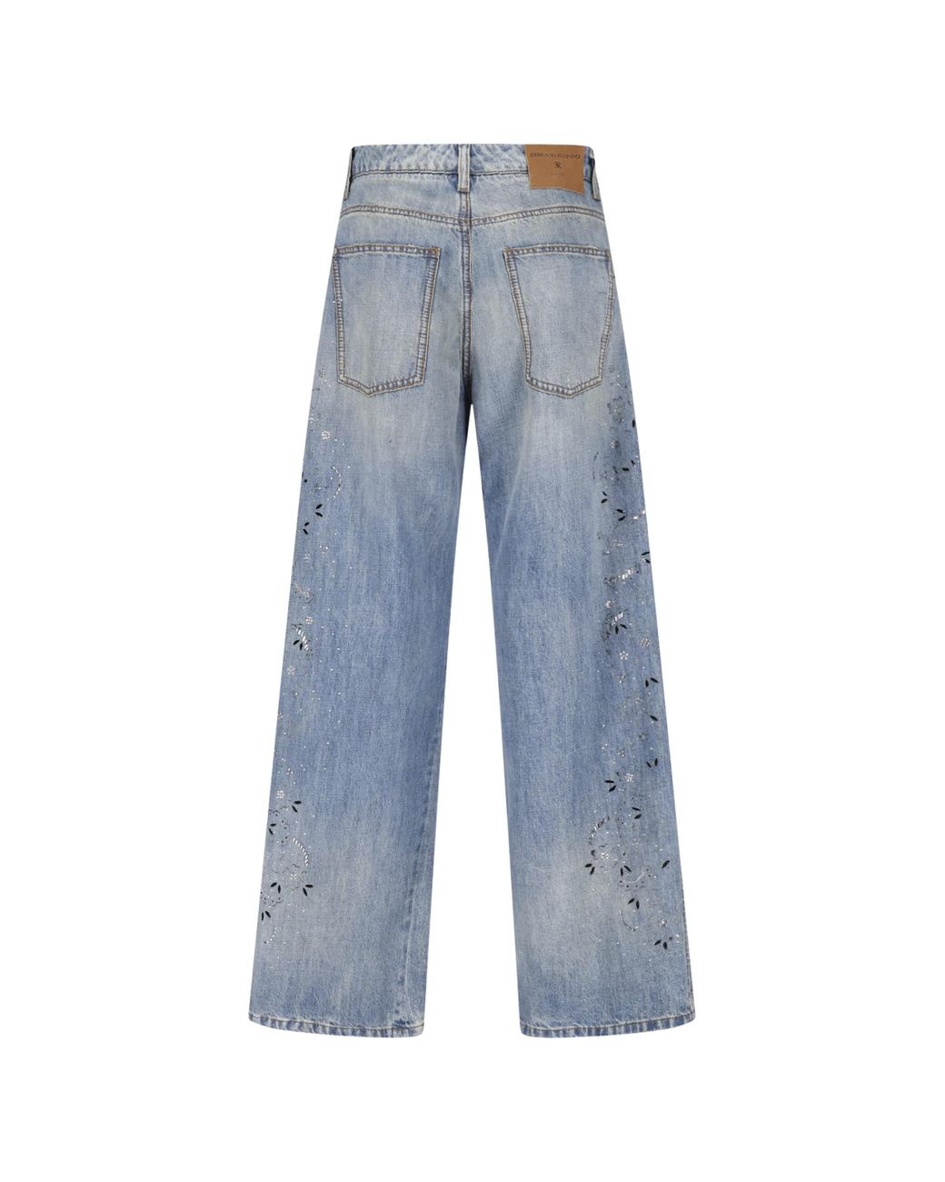 Ermanno Scervino Blue Crystal-Embellished Wide-Leg Jeans