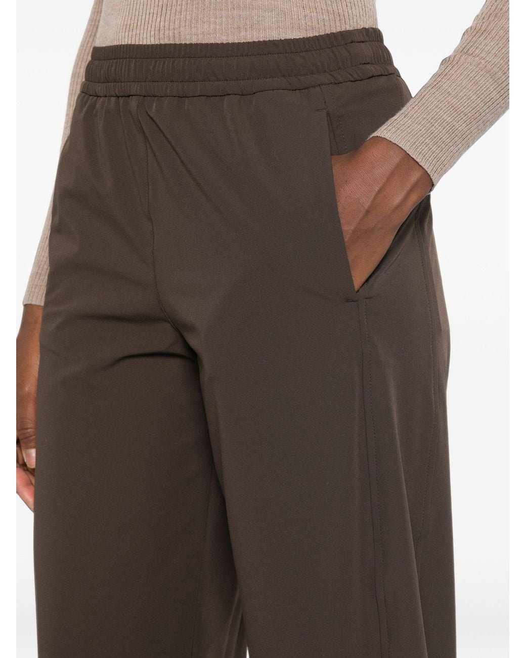 Herno Brown Elasticated-Waistband Trousers