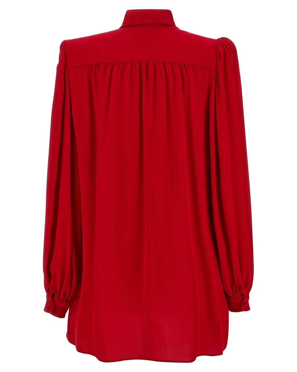 Valentino Garavani Red Silk Shirt With Bow