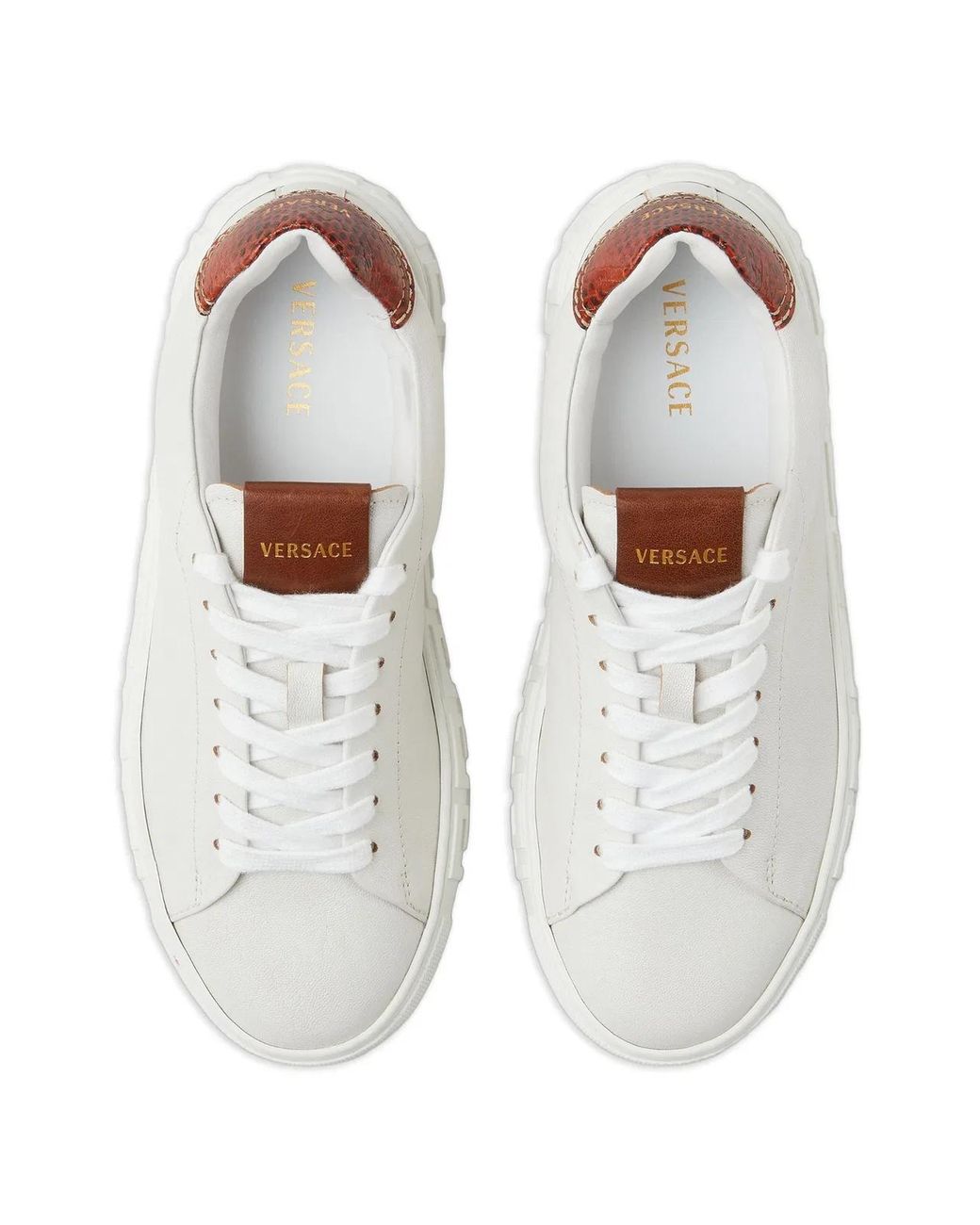 Versace White Greca Leather Sneakers