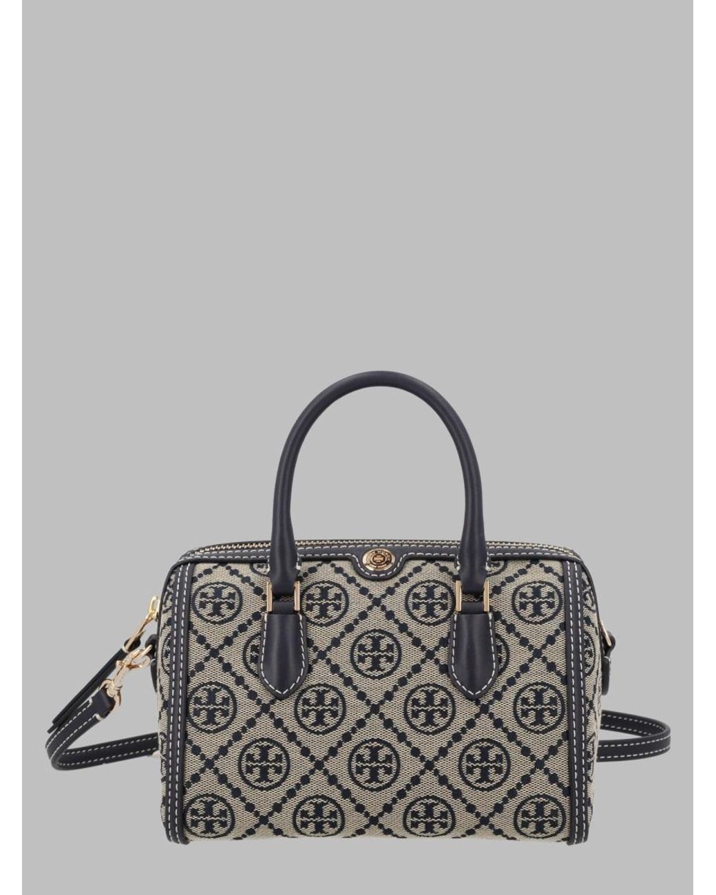 Tory Burch Gray Shoulder Bag T Monogram Petite Cotton Polyester