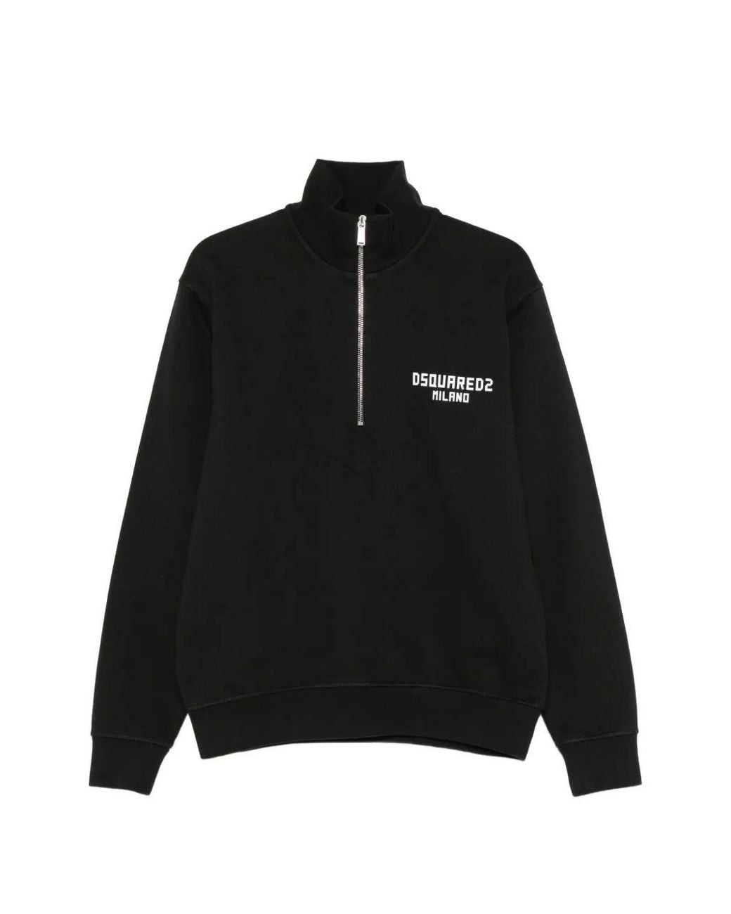 DSquared² Black Logo-Print Half-Zip Sweatshirt for men