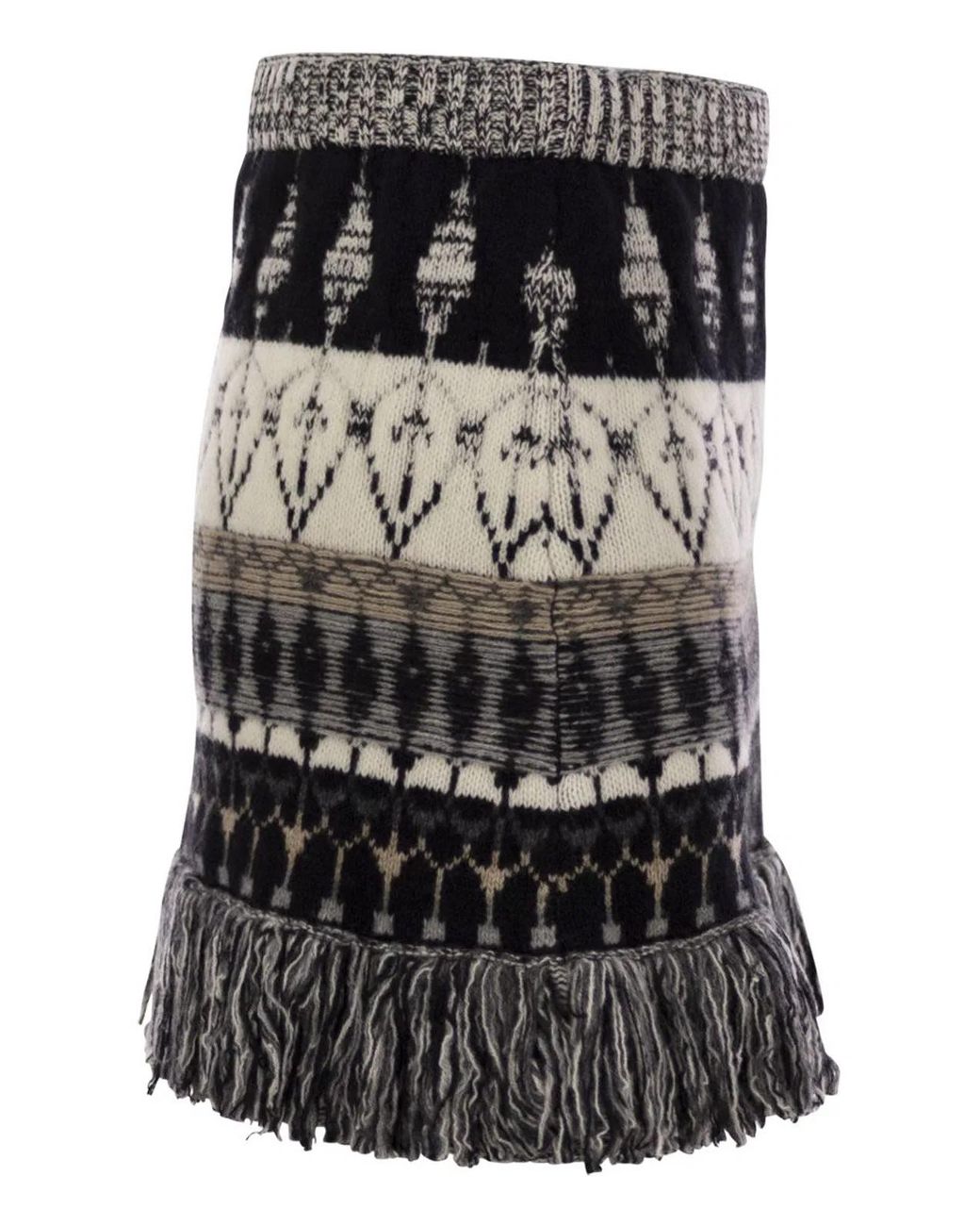 Vanisé Black Wool And Cashmere Blend Jacquard Skirt