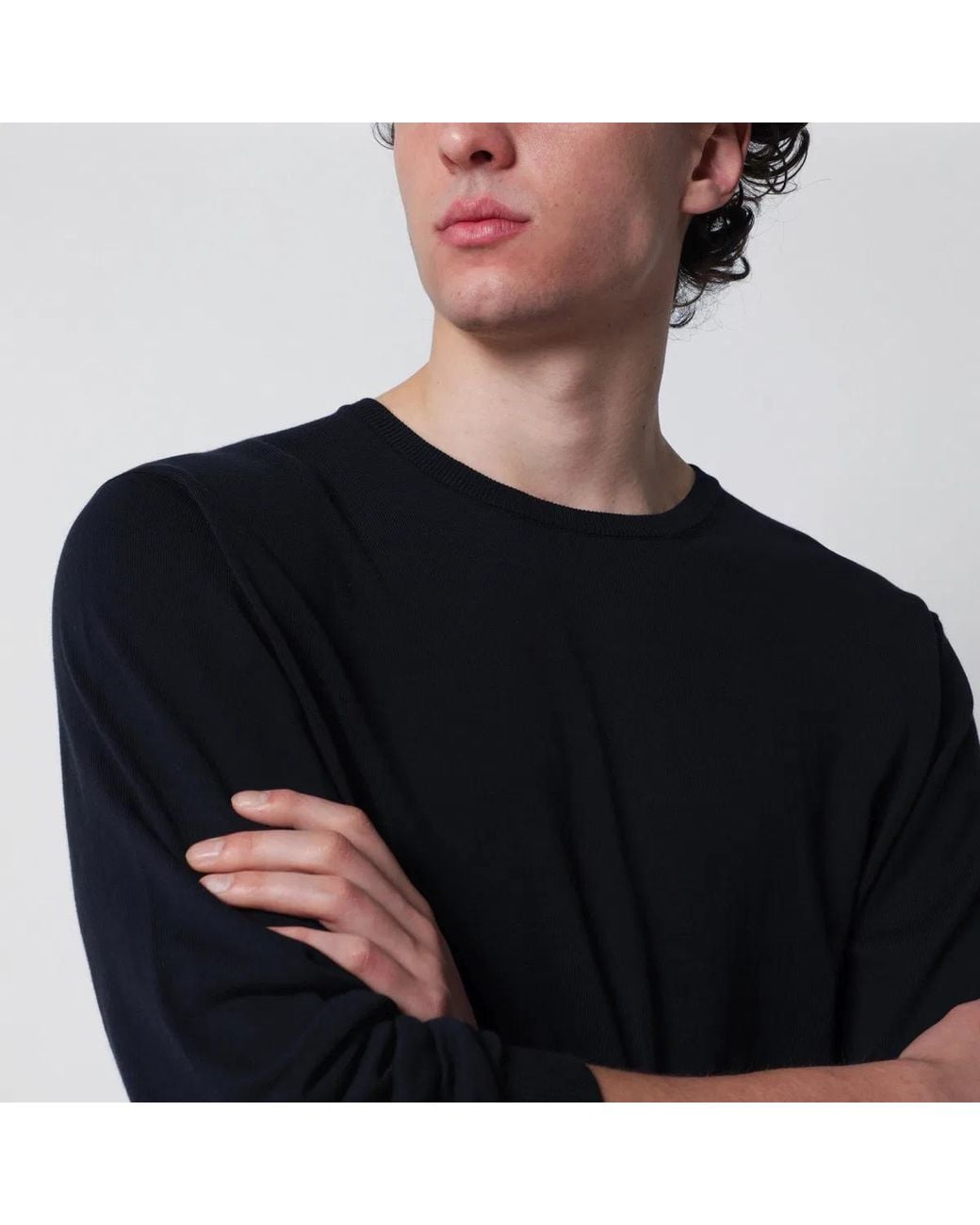 Roberto Collina Black Cotton Crewneck Sweater for men
