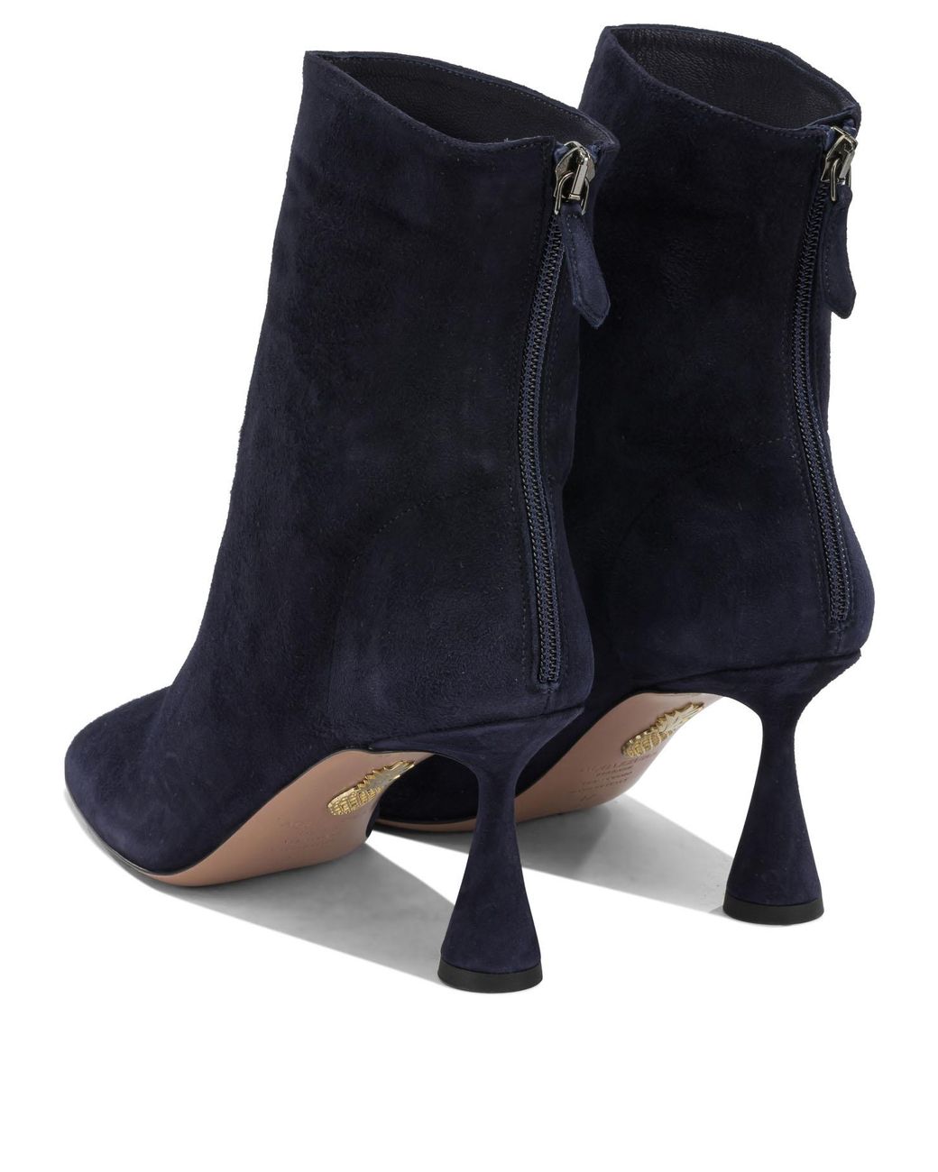 Aquazzura Blue "Amore 75 Mm" Ankle Boots With Zipper