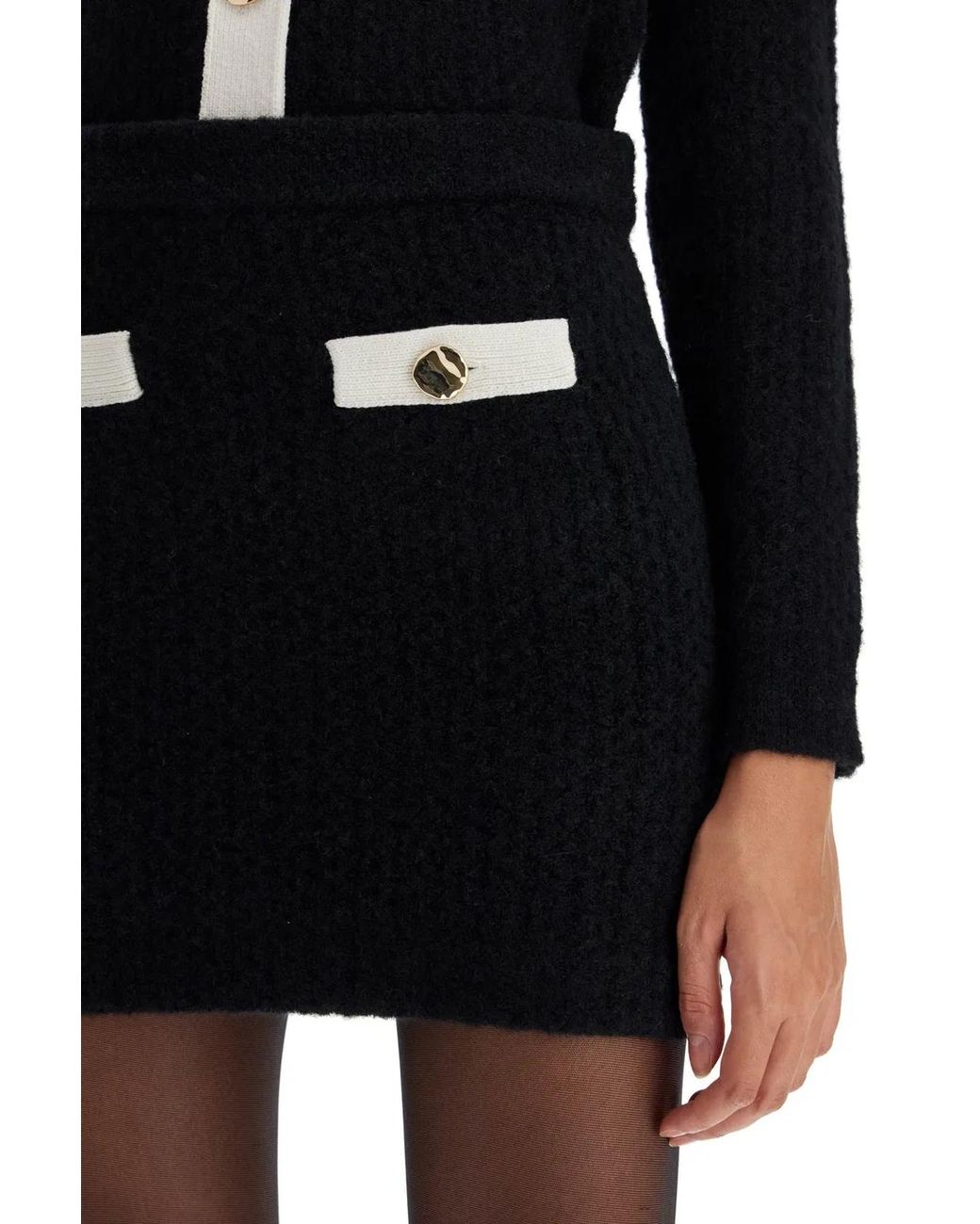 Self-Portrait Black Alpaca Knit Mini Skirt