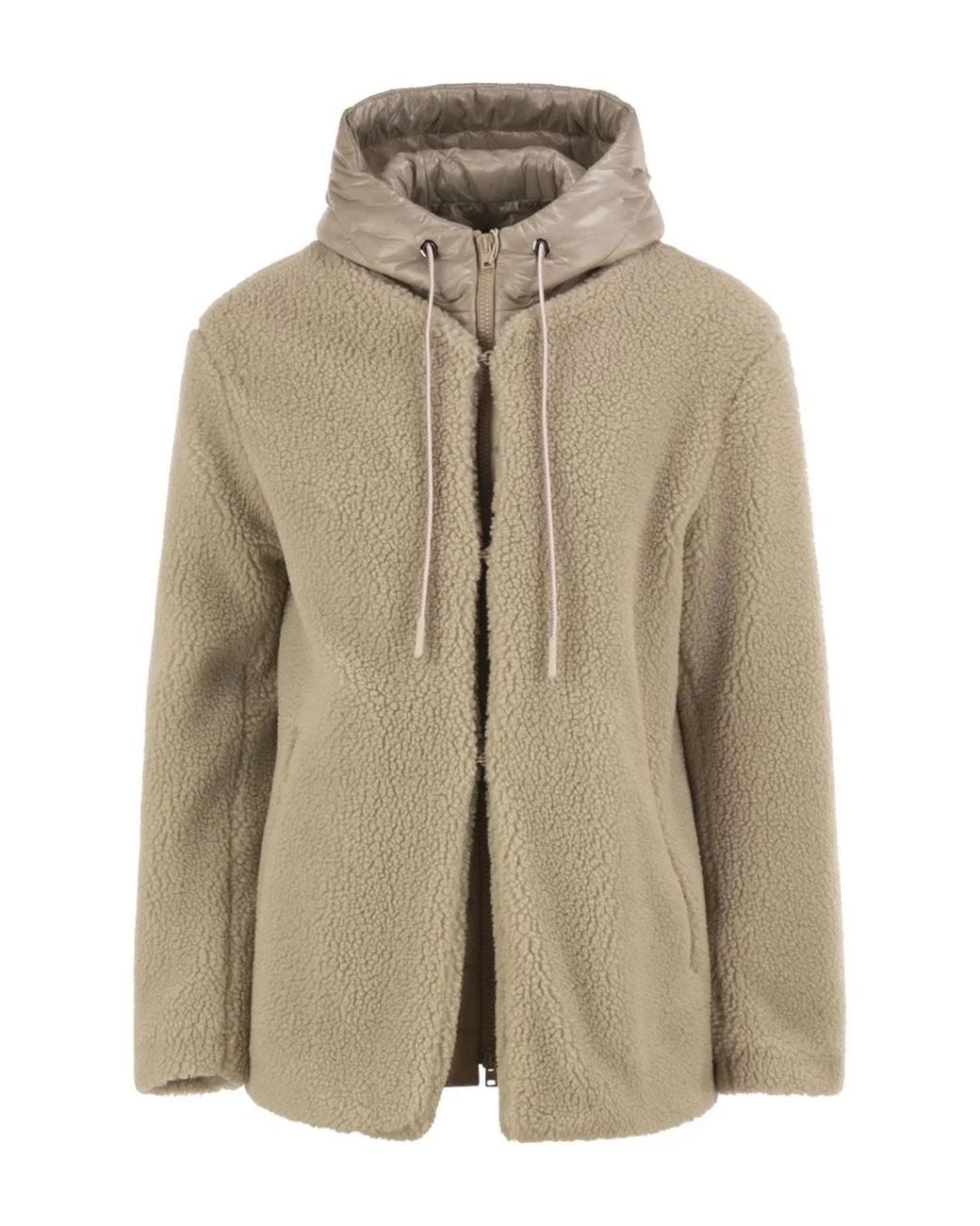 Herno Natural Teddy Jacket With Padded Hood