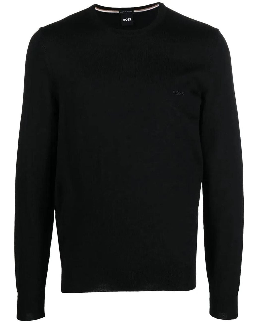 Boss Black Regular Fit Virgin Wool Jumper With Embroidered Logo for men