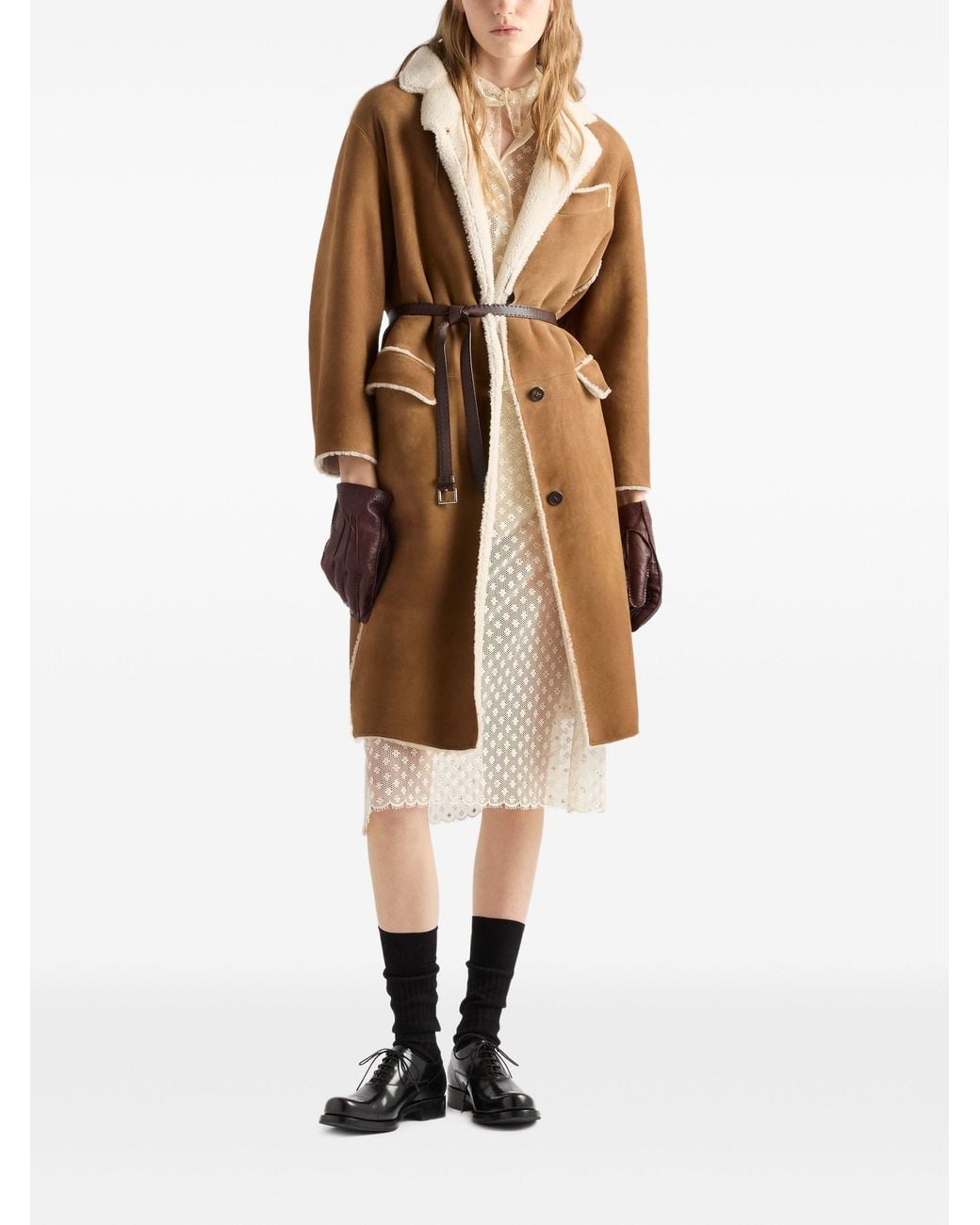 Prada Brown Shearling Coat
