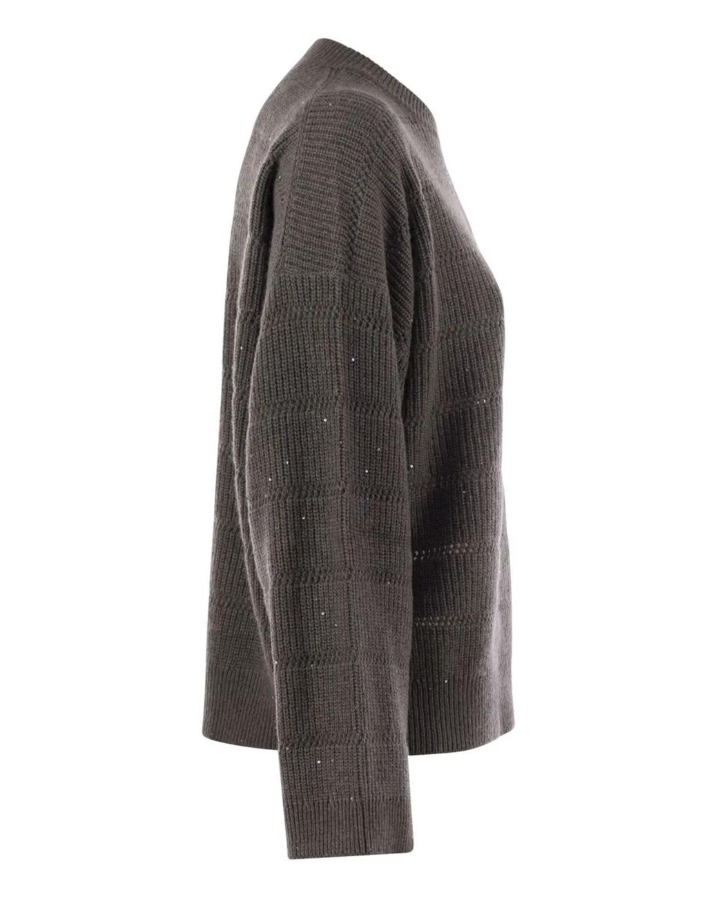 Brunello Cucinelli Black Cashmere And Wool Crew-Neck Sweater