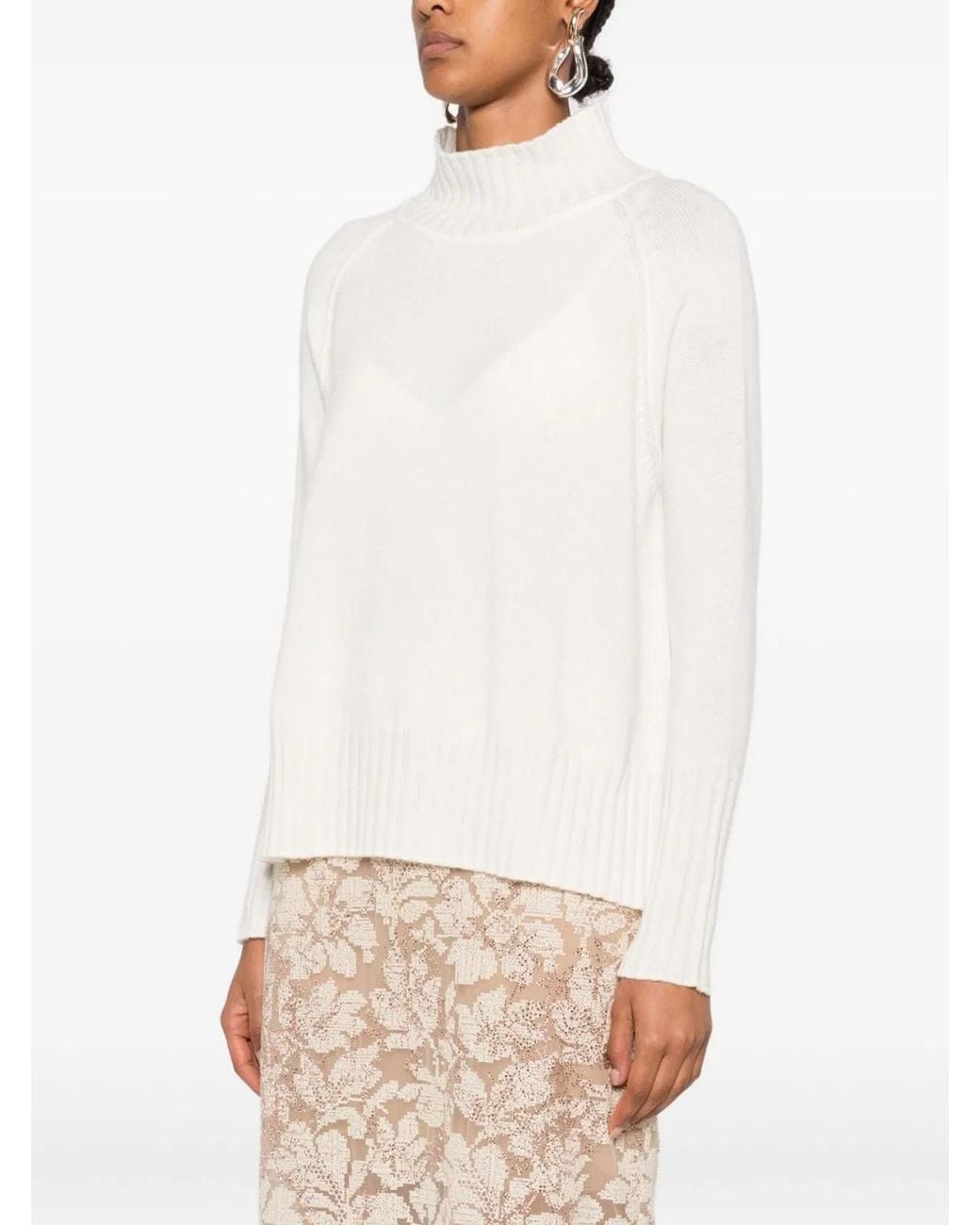 Be You White Cashmere Turtle-Neck Sweater