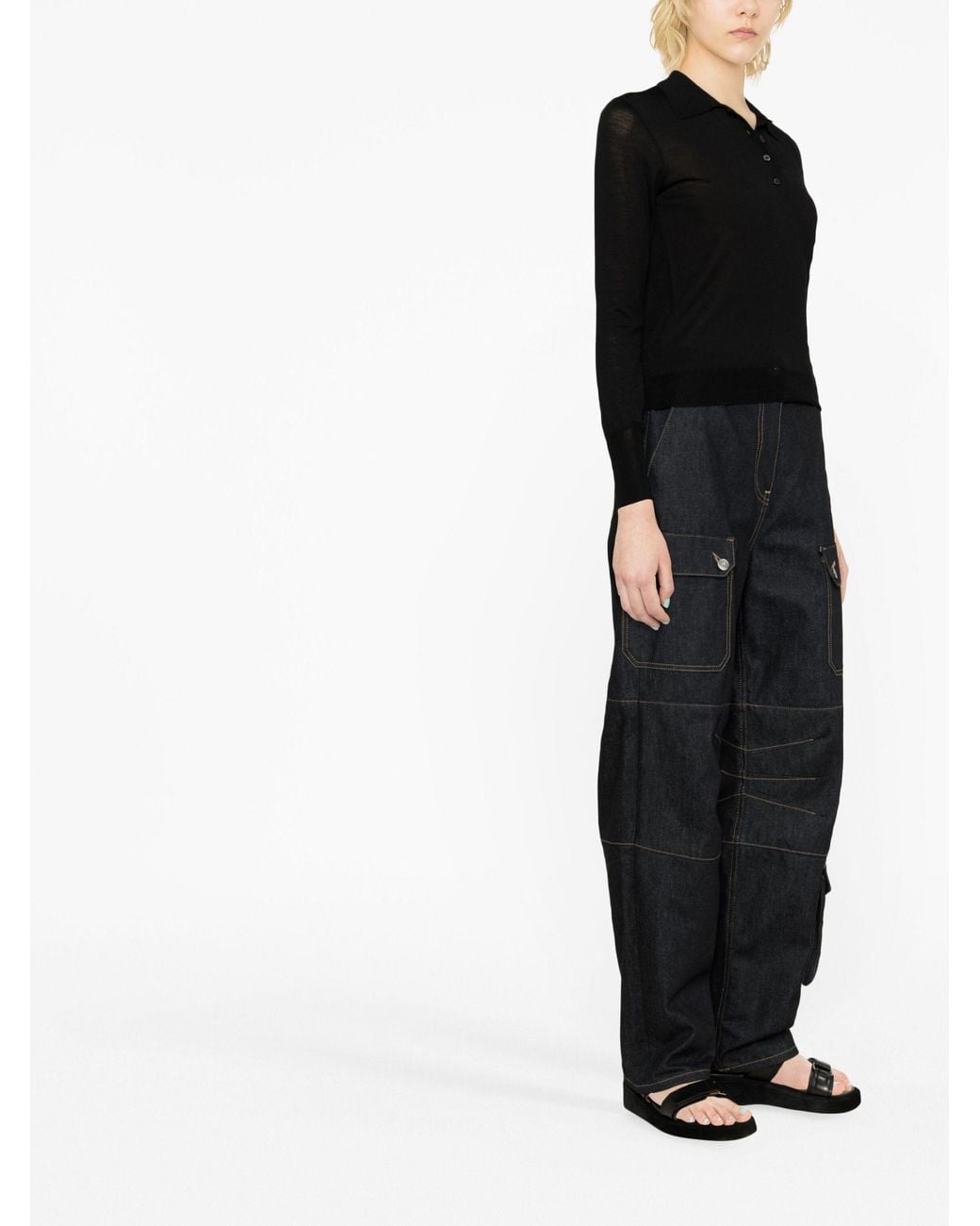 Golden Goose Deluxe Brand Black Knit Polo Sweater